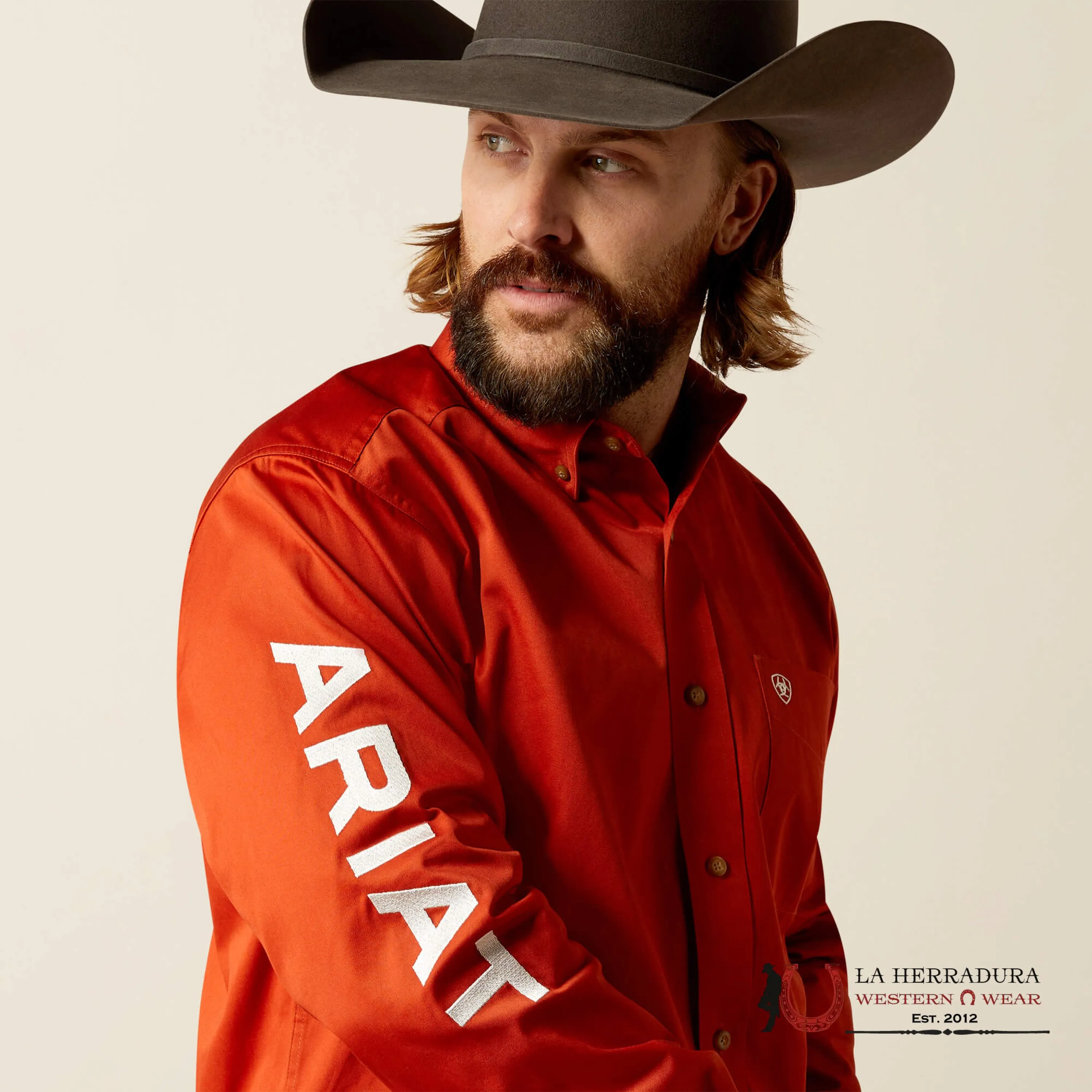 ARIAT CLASSIC TEAM LOGO DARK ORANGE LONG SLEEVE SHIRT-2823