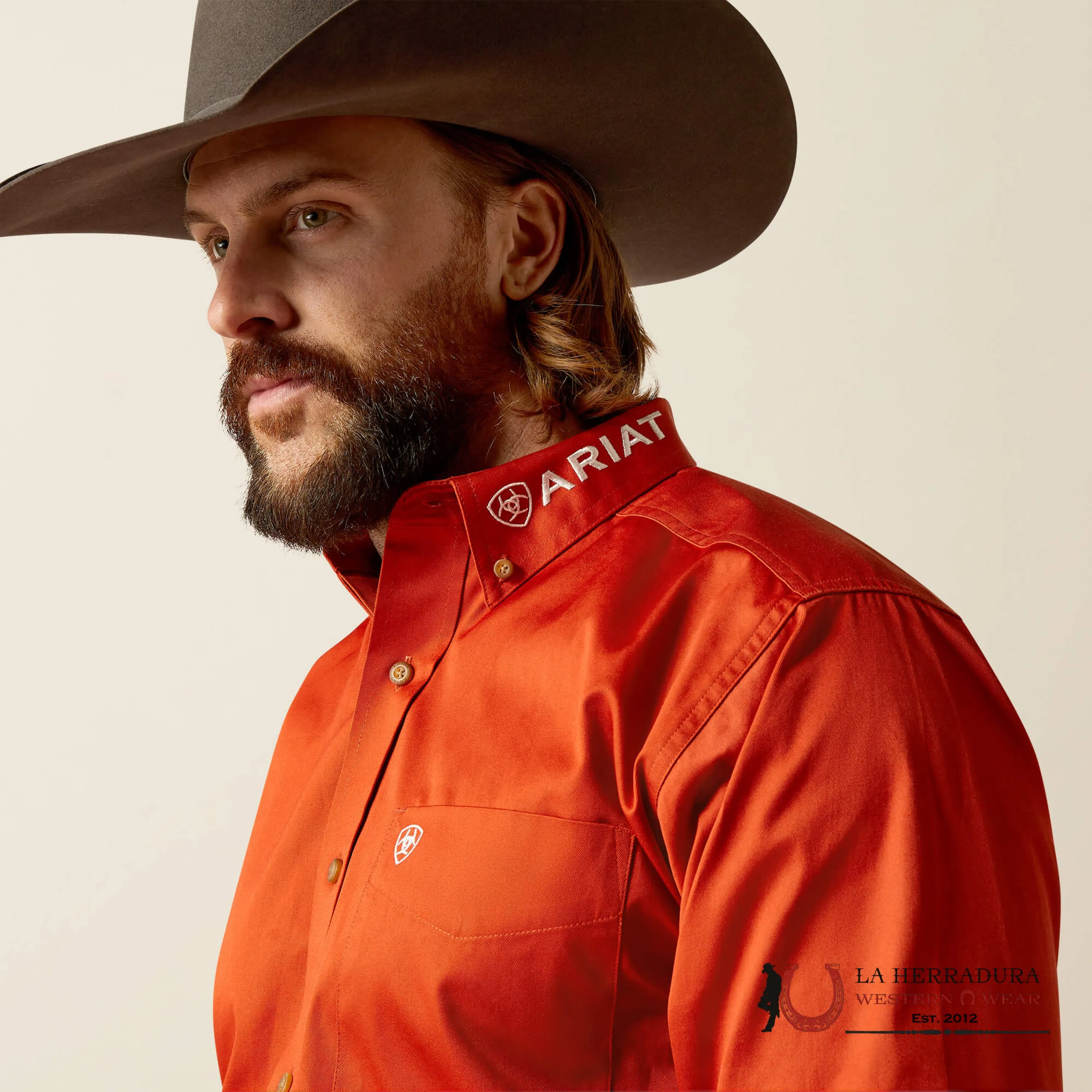 ARIAT CLASSIC TEAM LOGO DARK ORANGE LONG SLEEVE SHIRT-2823