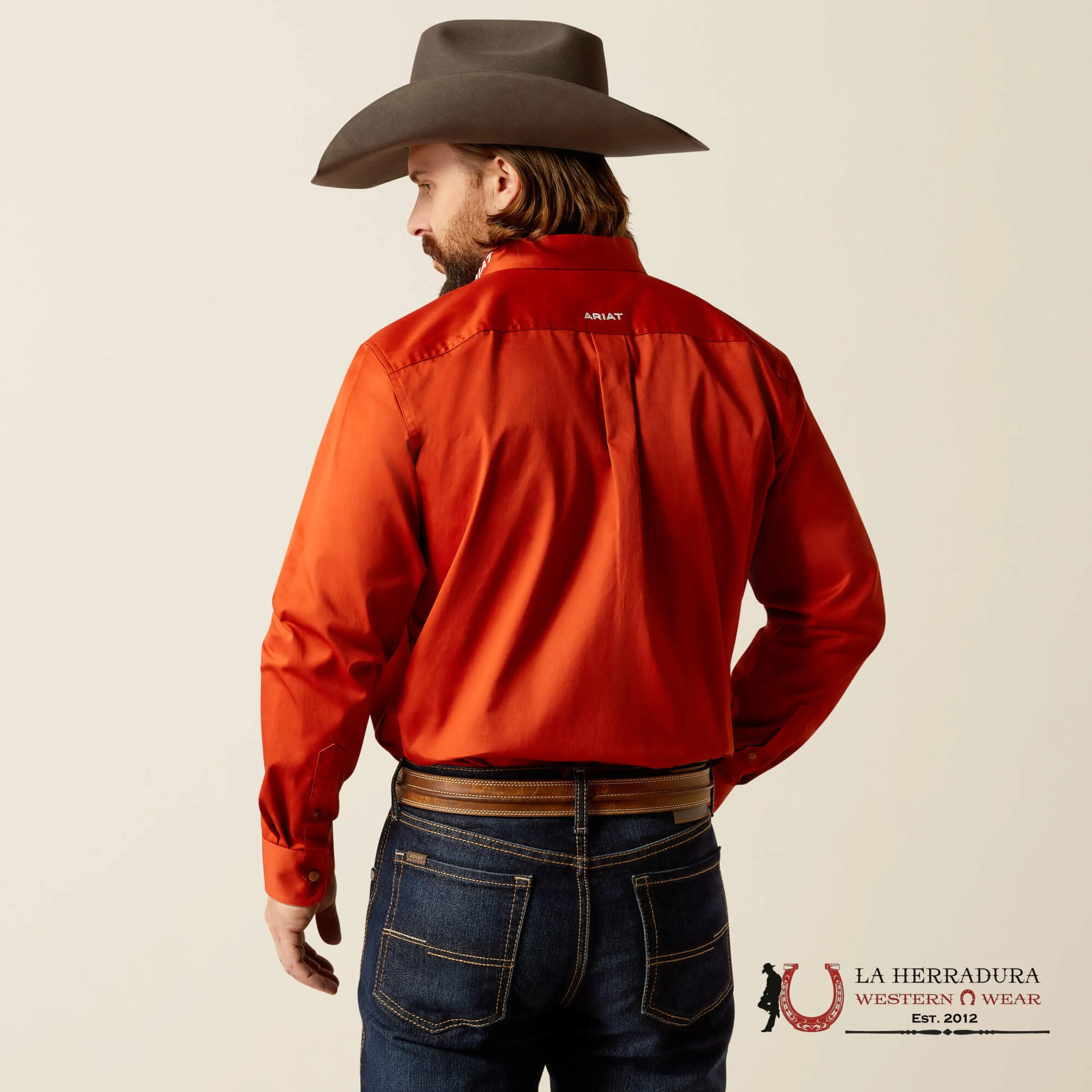 ARIAT CLASSIC TEAM LOGO DARK ORANGE LONG SLEEVE SHIRT-2823