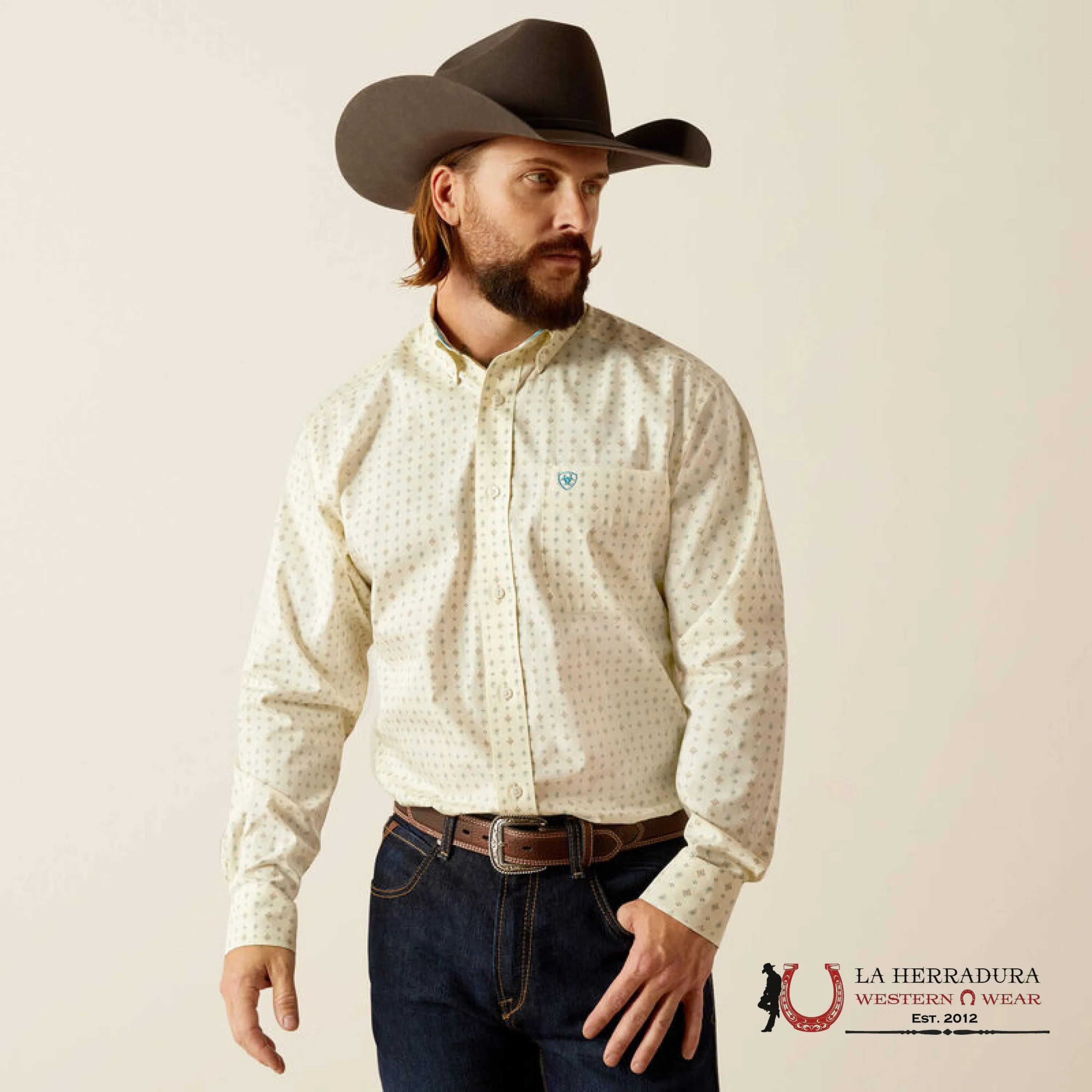 ARIAT CLASSIC WT GRIFFIN CREAM LONG SLEEVE SHIRT - 2375