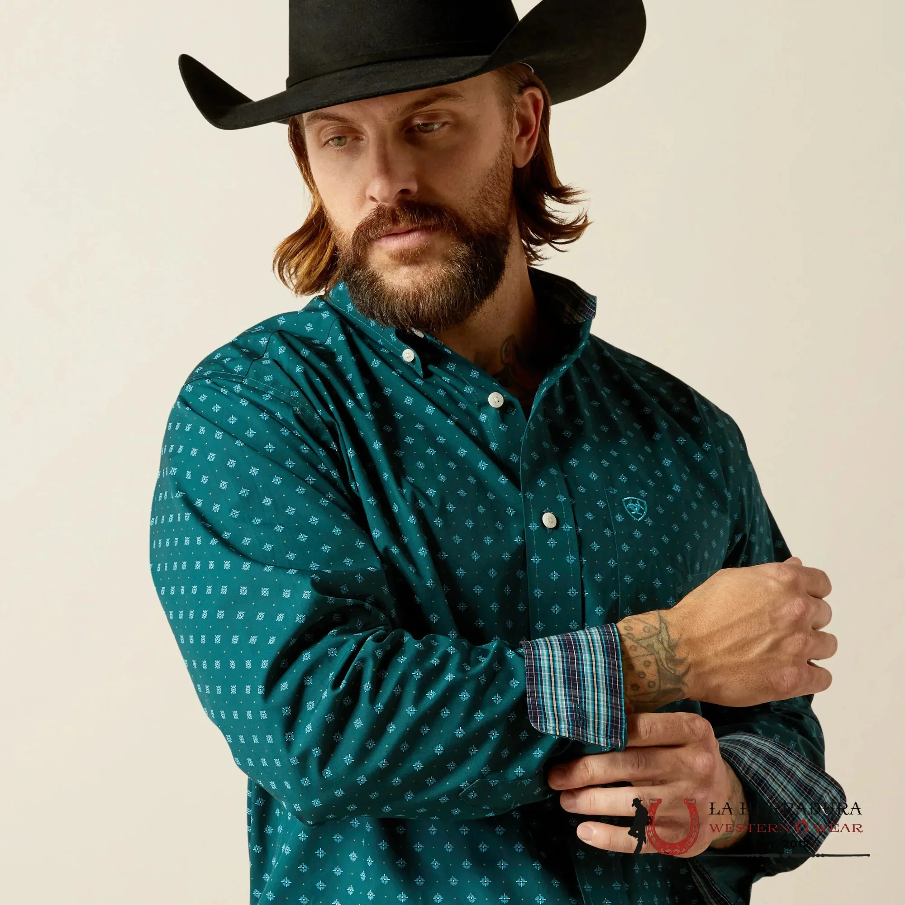 ARIAT CLASSIC WT GUNNAR DEEO TEAL LONG SLEEVE SHIRT - 2374