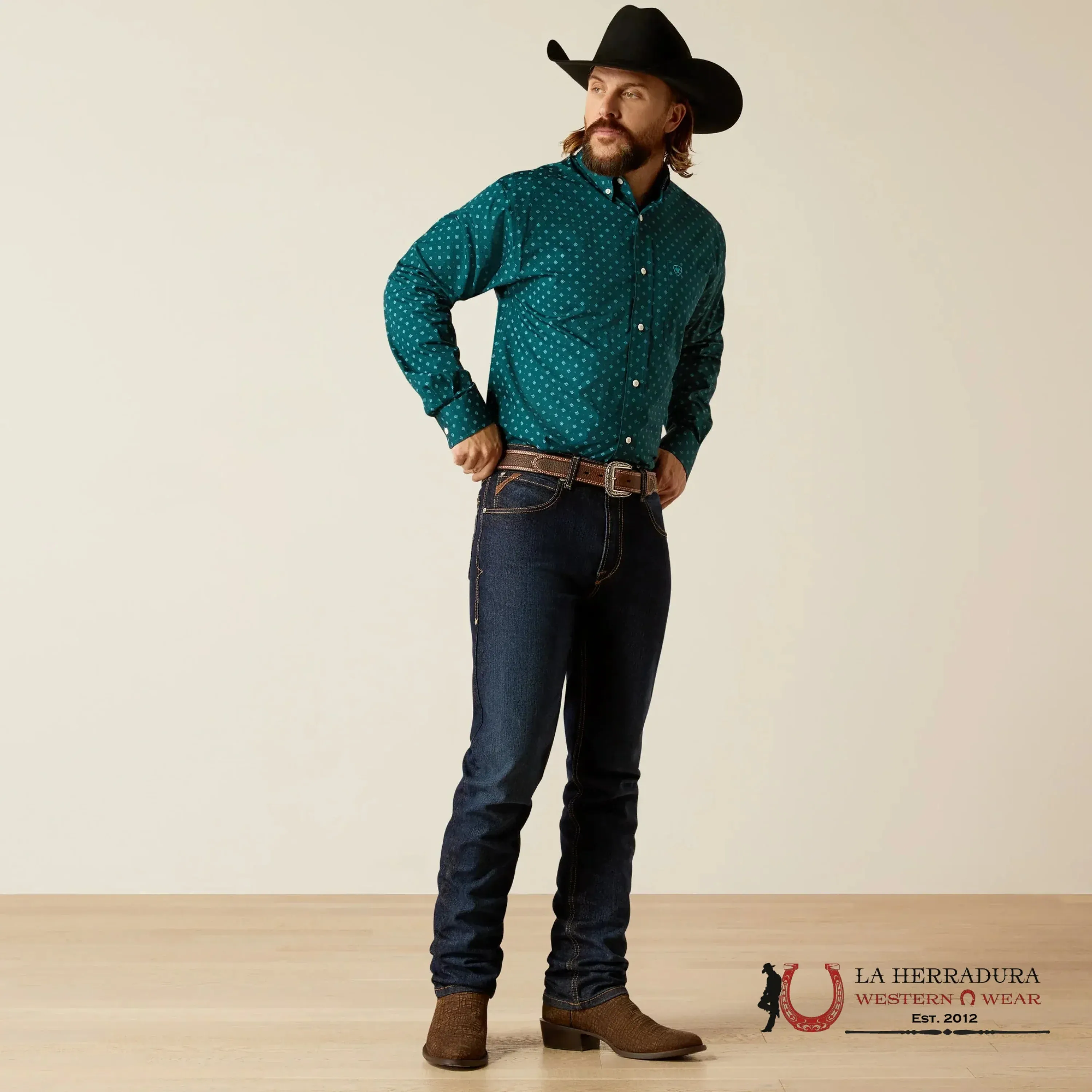 ARIAT CLASSIC WT GUNNAR DEEO TEAL LONG SLEEVE SHIRT - 2374