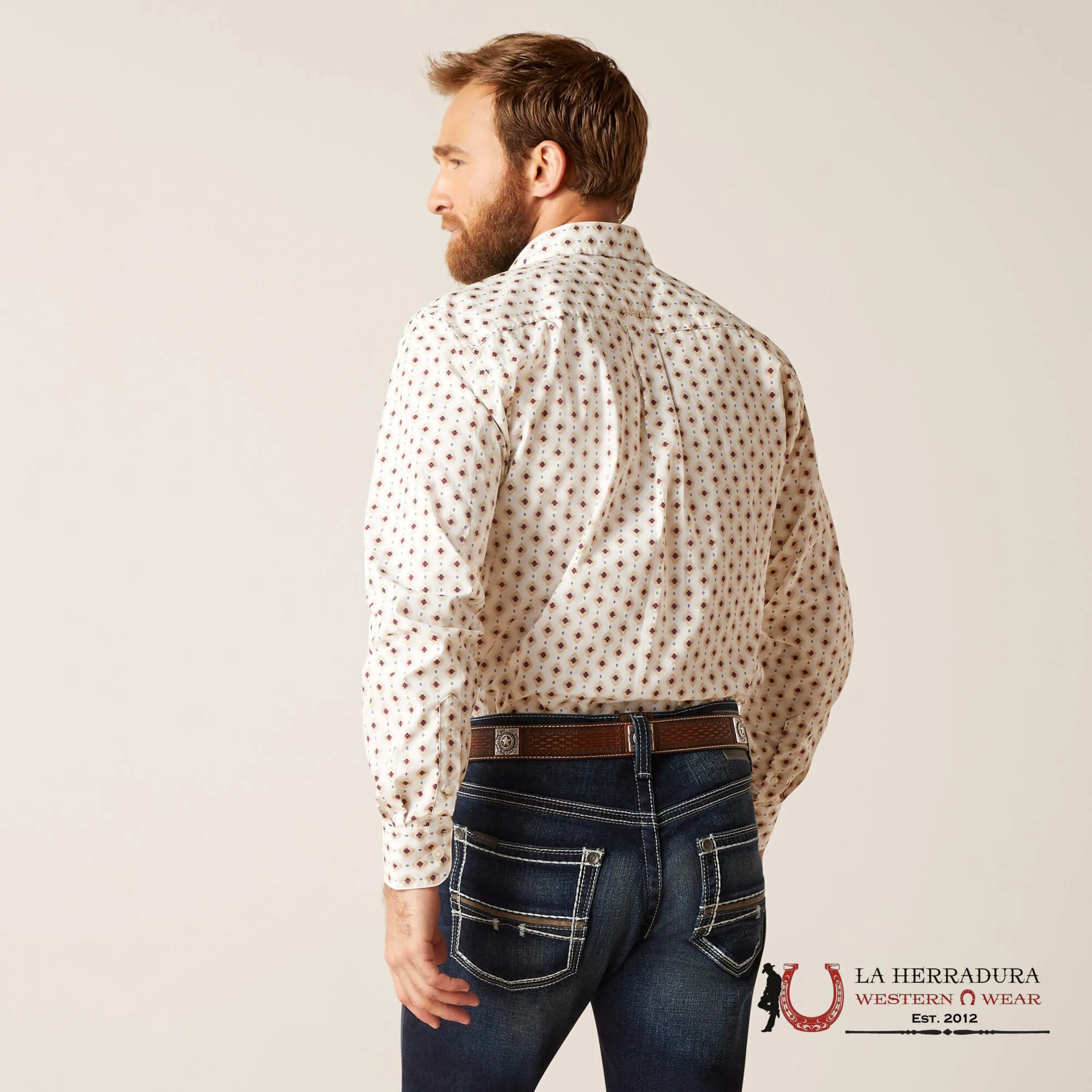 ARIAT NATEN FITTED LONG SLEEVE SHIRT WHITE - 7374