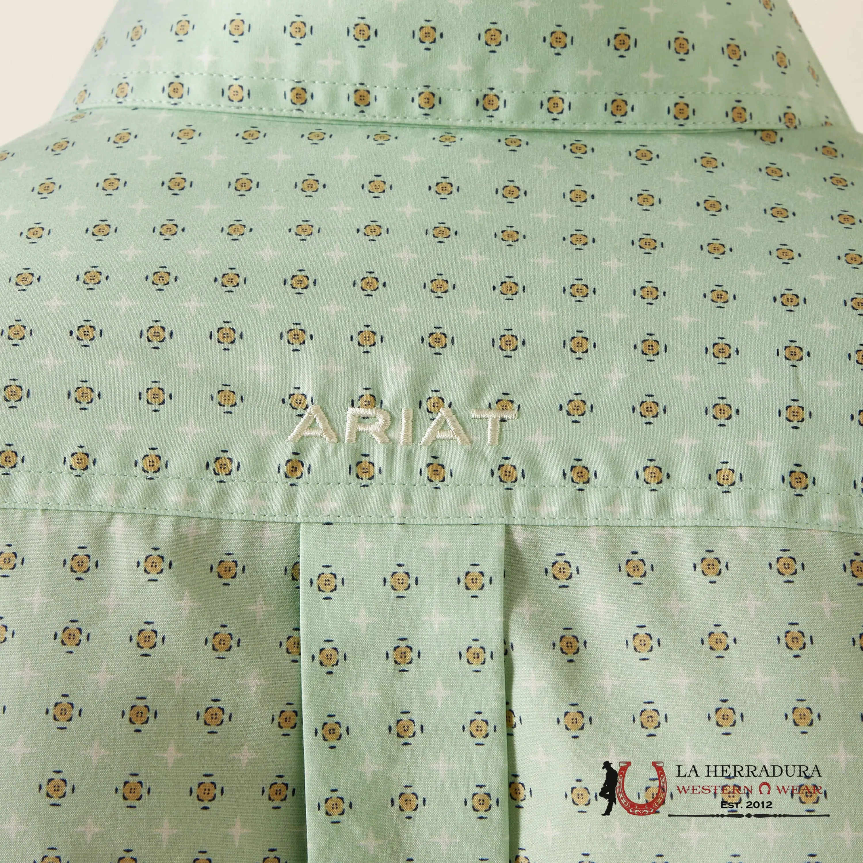 ARIAT TEAM PIERSON LONG SLEEVE SHIRT LIGHT GREEN/WHITE CLASSIC FIT - 4733
