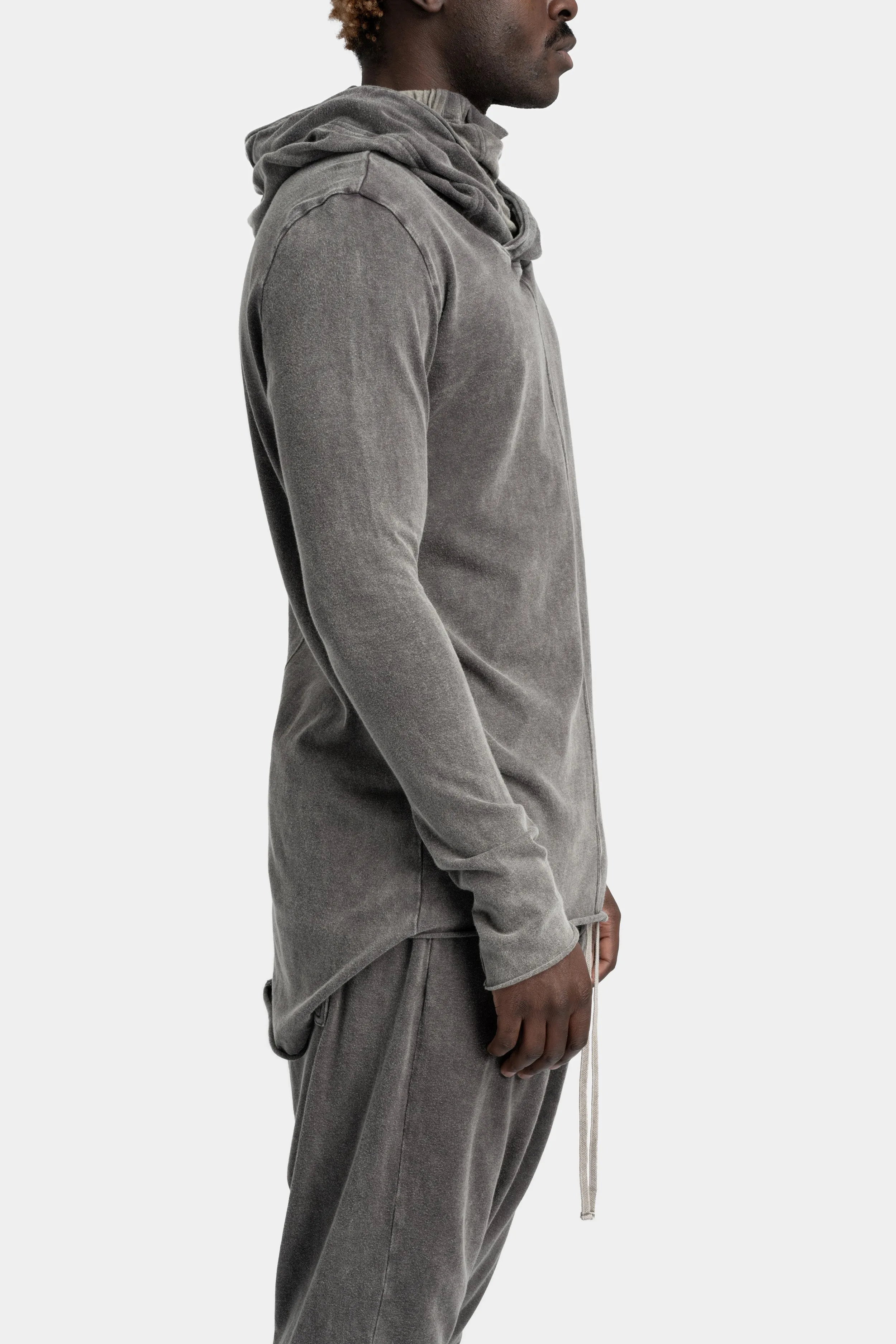 Asymmetrical hooded long sleeve T-Shirt, Dust Grey