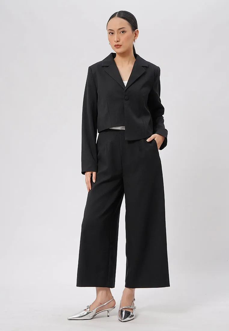 Asymmetrical Long Sleeve Crop Blazer