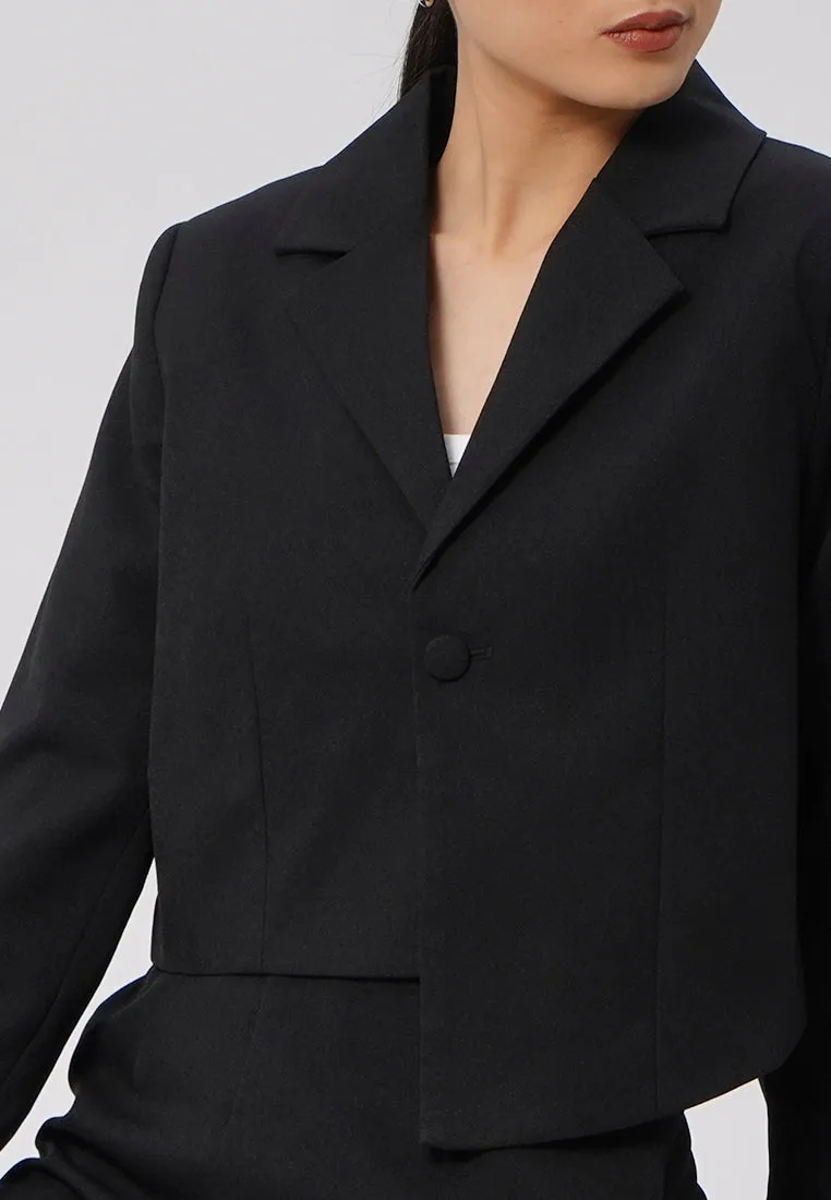 Asymmetrical Long Sleeve Crop Blazer