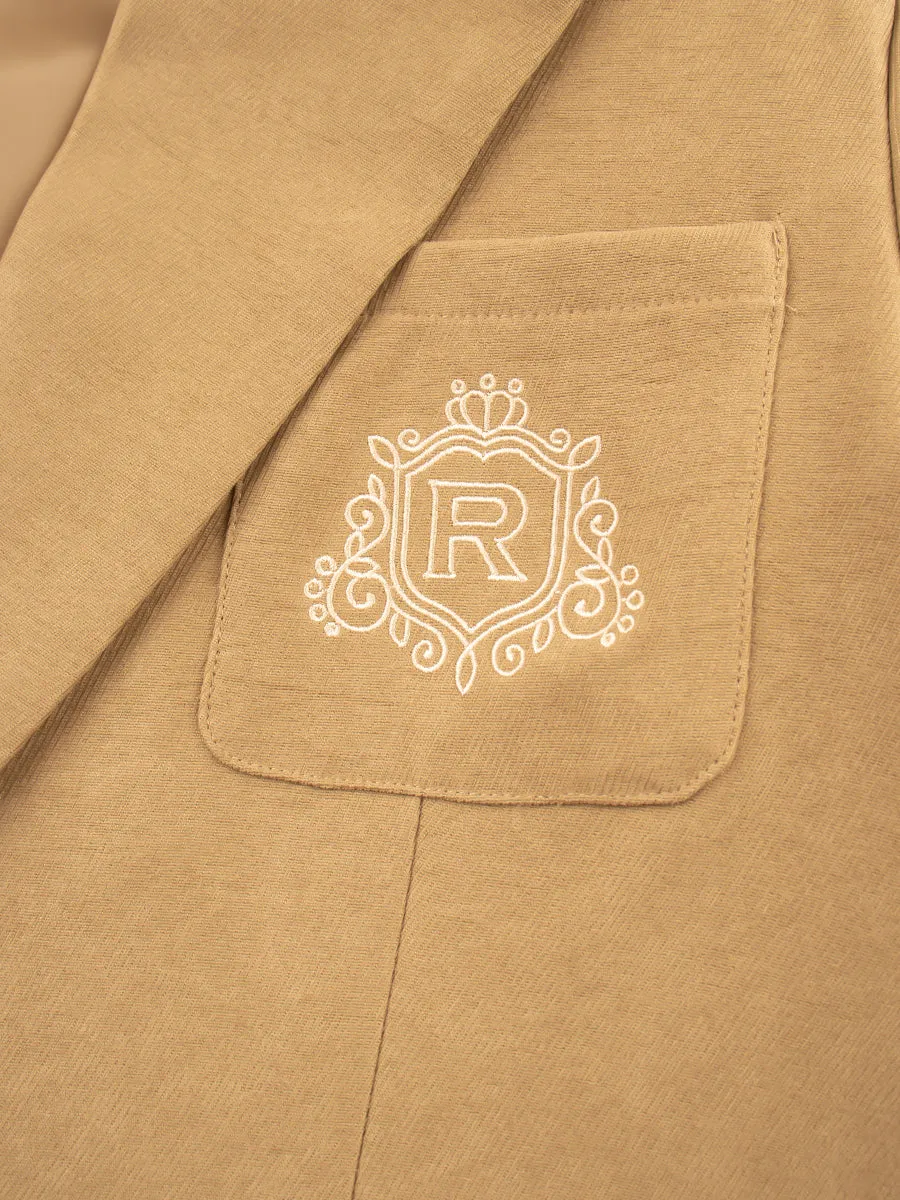 Badge Blazer & Shirt & & Vest & Skirt & Tie Five Piece Set