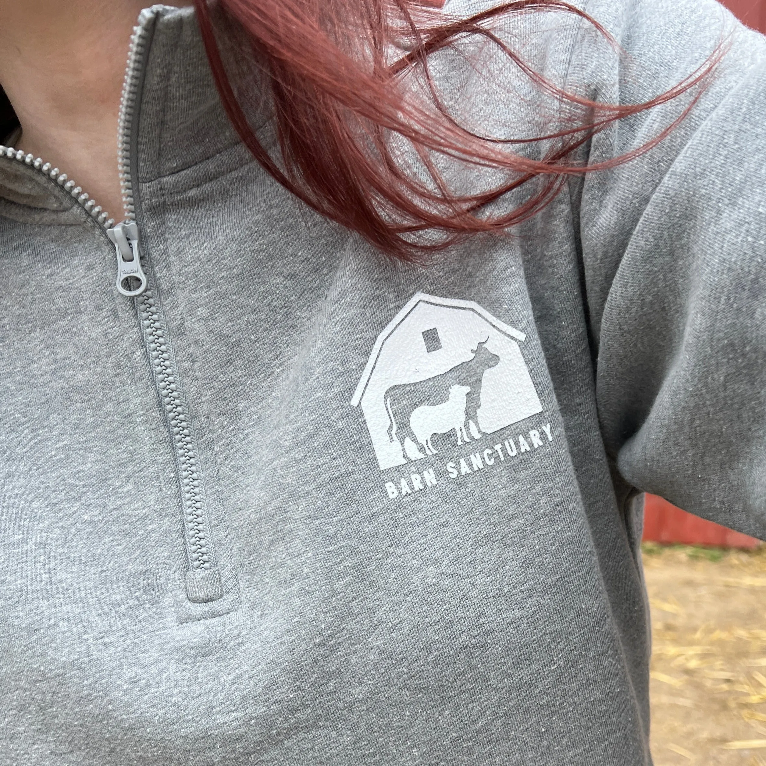 Barn Logo Quarter Zip Fleece - Heather Gray