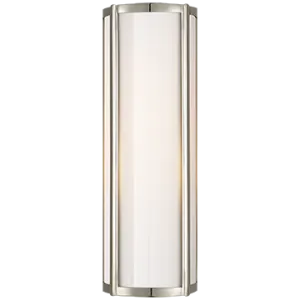 Basil Quatre Foil Small Linear Sconce in Polished Nickel with White Glass