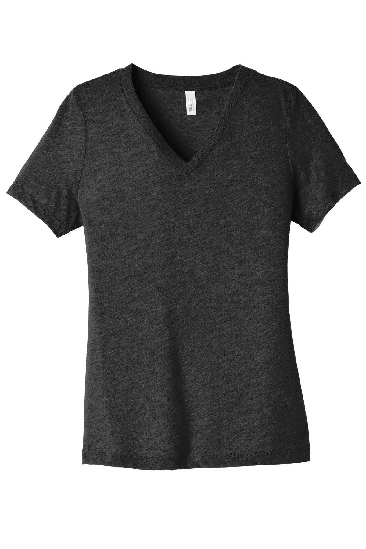 BELLA CANVAS Women's Relaxed Triblend V-Neck Tee BC6415 Charcoal-Black Triblend
