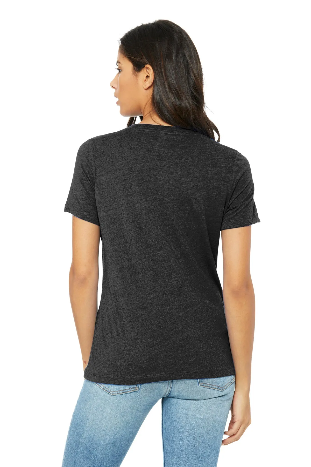 BELLA CANVAS Women's Relaxed Triblend V-Neck Tee BC6415 Charcoal-Black Triblend