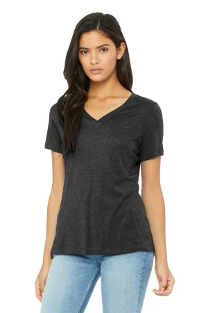 BELLA CANVAS Women's Relaxed Triblend V-Neck Tee BC6415 Charcoal-Black Triblend