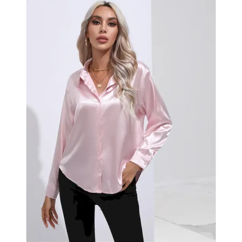Bellamy | Women's Glossy Button-Up Shirt | Long Sleeve