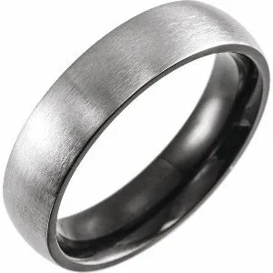 Black PVD Titanium Half-Round Band with Satin Finish T52195 - 6 mm