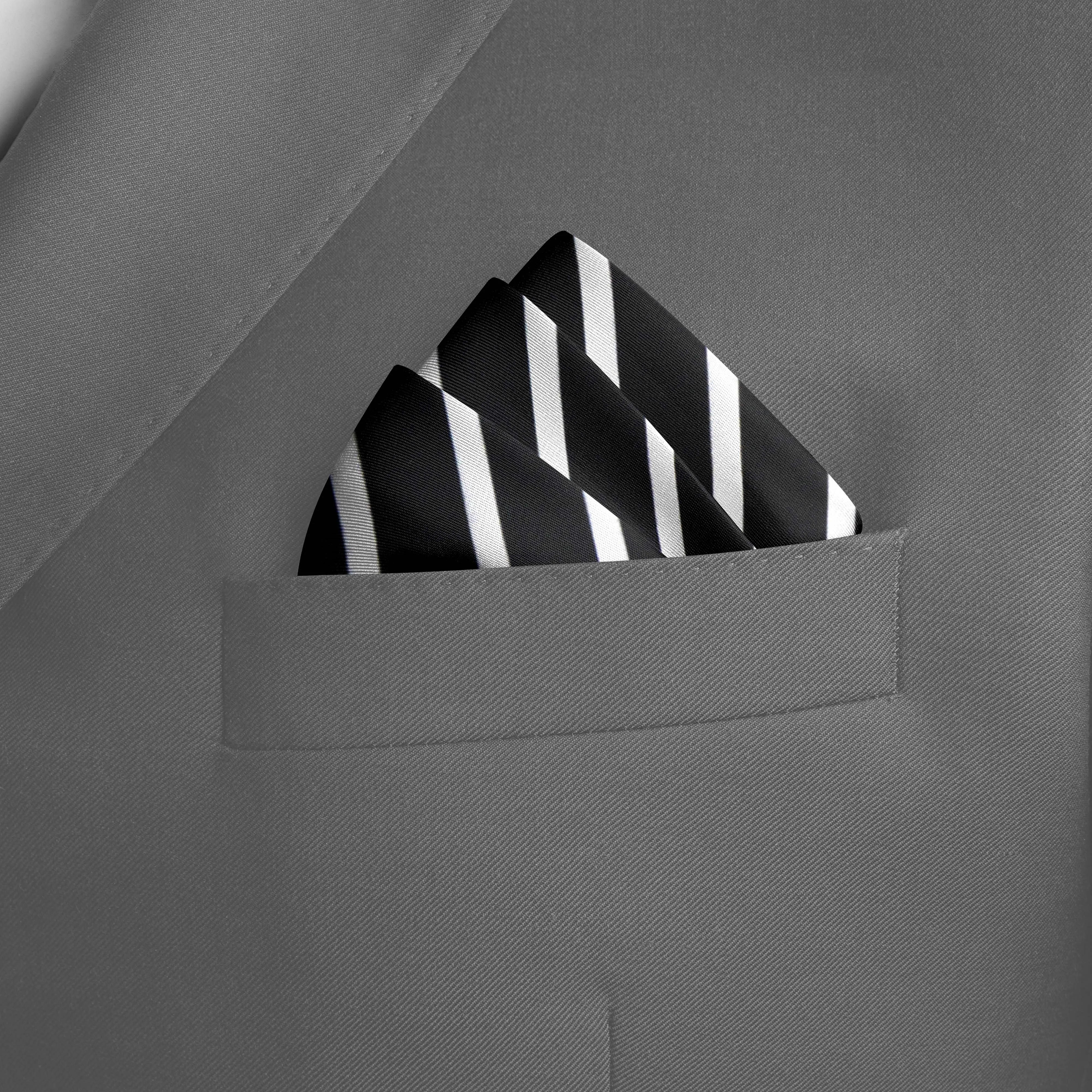 BLACK STRIPS SILK POCKET SQUARE