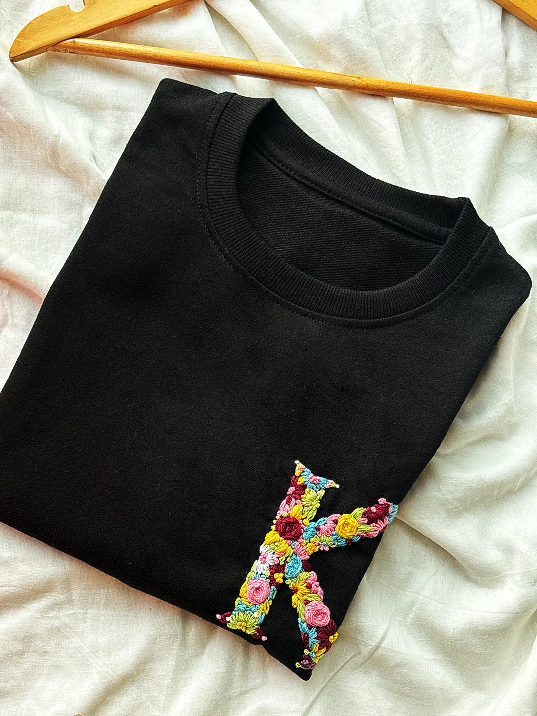 Black - Unisex Hand Embroidered Oversize T-Shirt