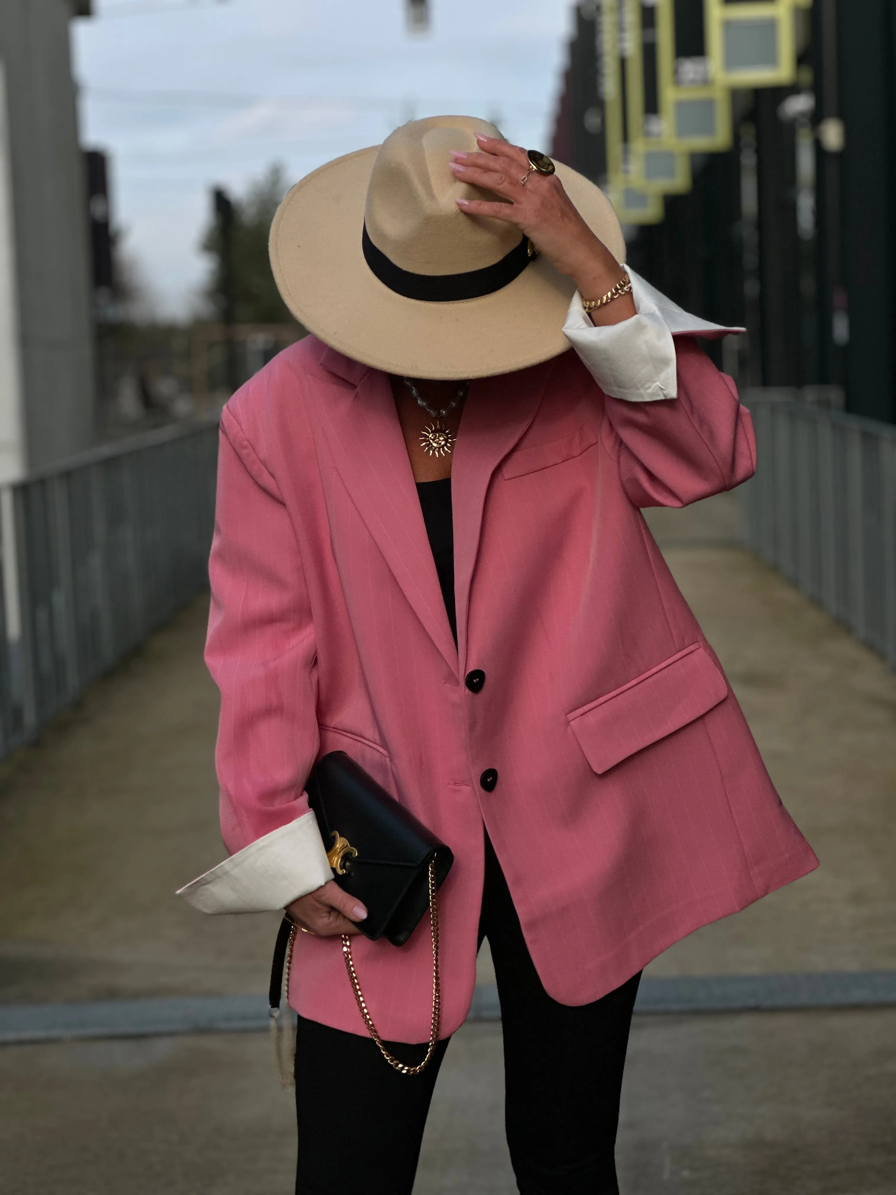 Blazer oversize rose rayure