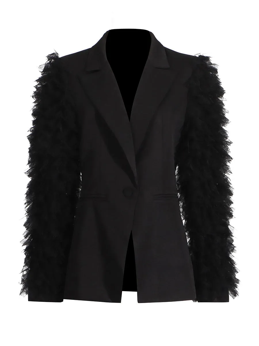 BLAZER WITH RUFFLED TULLE