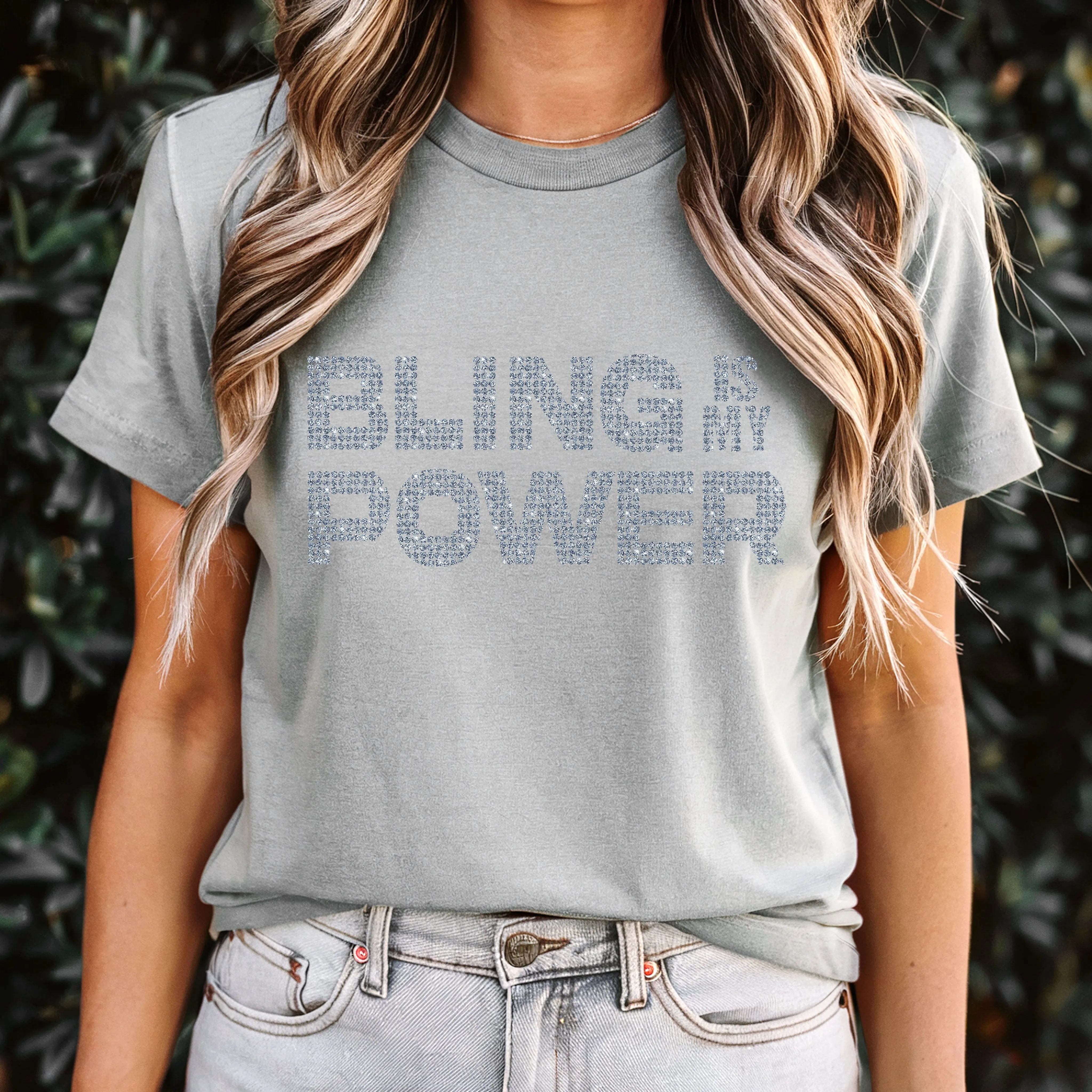 Bling Is My Power Shirt, Rhinestone Shirt, Rhinestones Tshirt, Bling T shirt, Womens Clothing, Birthday Gift For Her, Women Empowerment