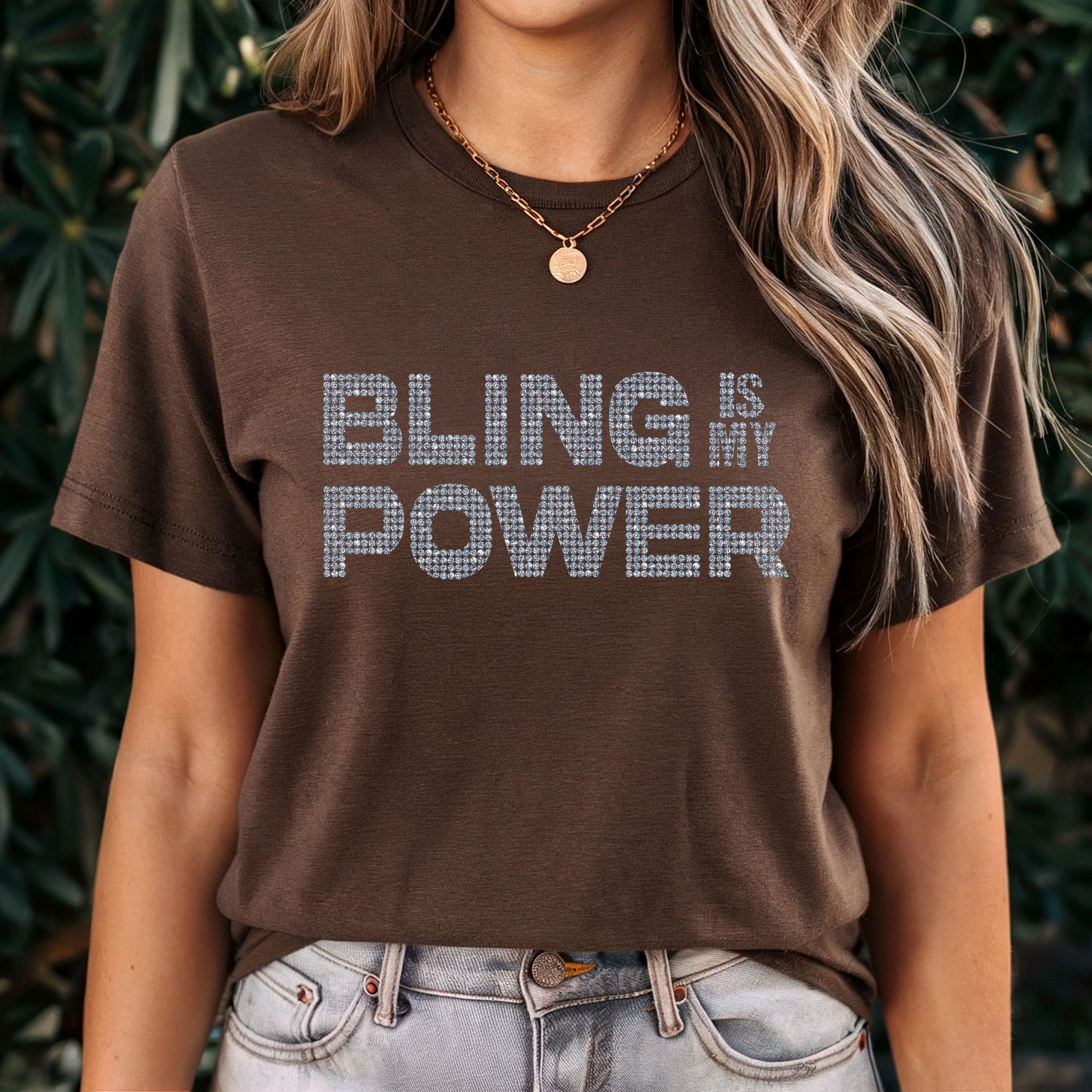 Bling Is My Power Shirt, Rhinestone Shirt, Rhinestones Tshirt, Bling T shirt, Womens Clothing, Birthday Gift For Her, Women Empowerment