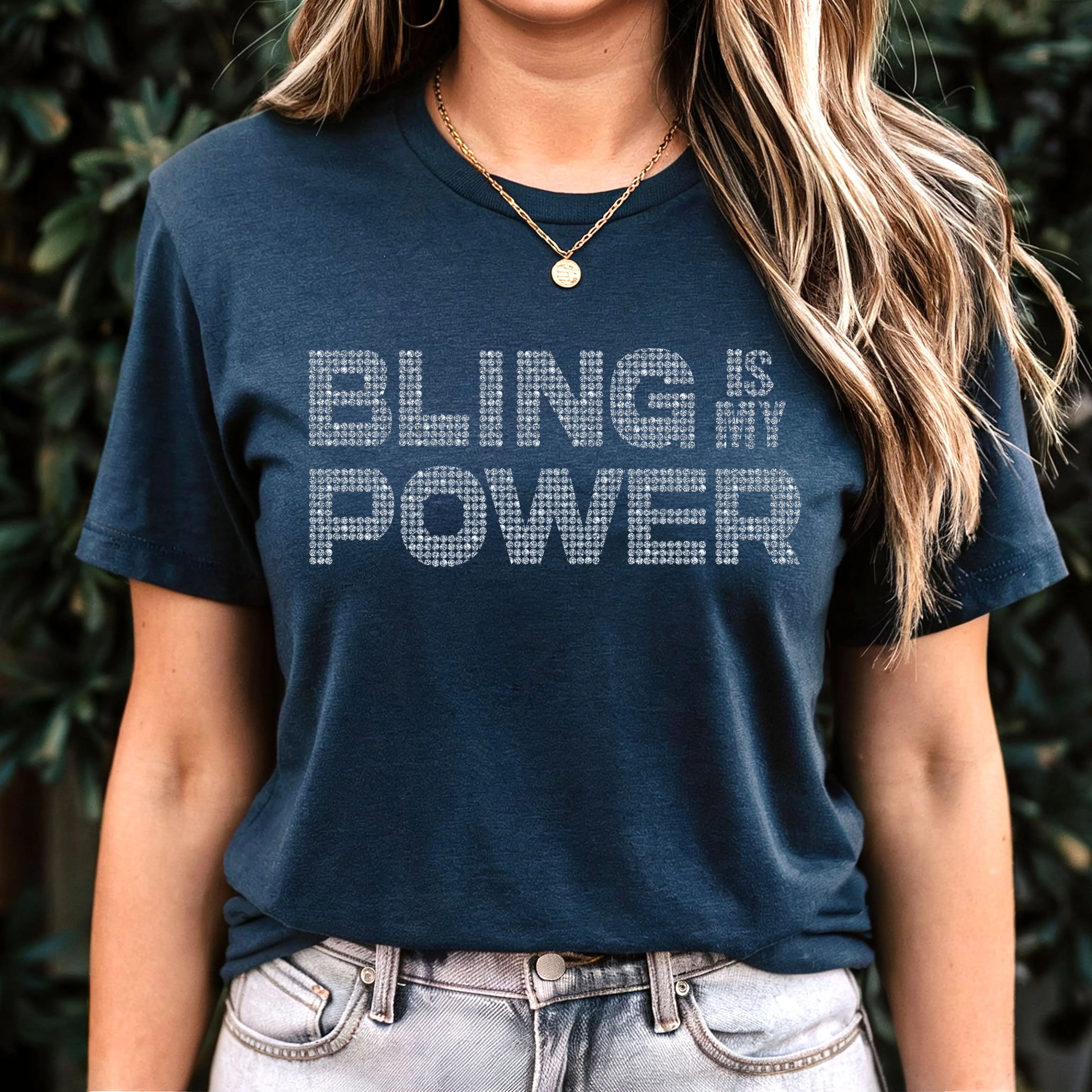 Bling Is My Power Shirt, Rhinestone Shirt, Rhinestones Tshirt, Bling T shirt, Womens Clothing, Birthday Gift For Her, Women Empowerment