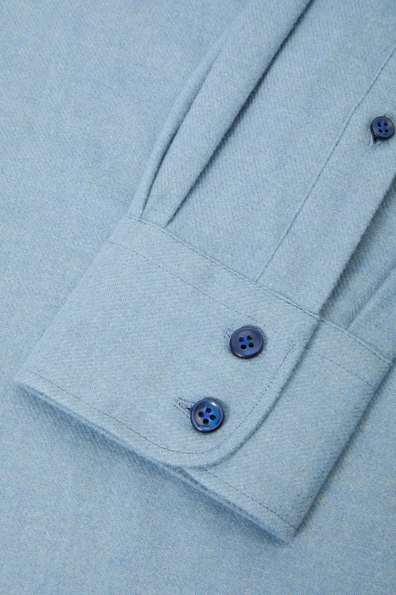 Blue Cotton & Cashmere Popover Shirt