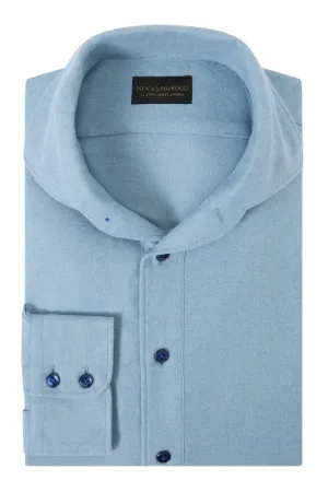 Blue Cotton & Cashmere Popover Shirt