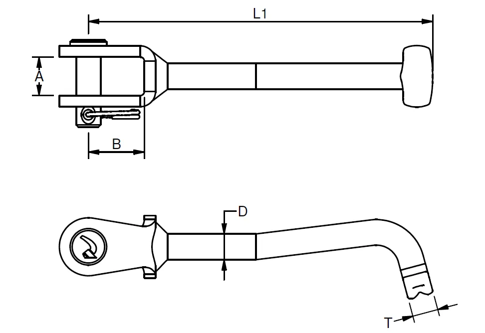 Bluewave T-Fork w/pin Ø 8 mm