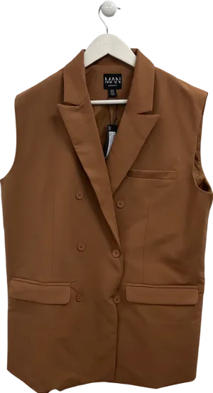 boohooMan Brown Relaxed Fit Sleeveless Suit Jacket UK 38" CHEST