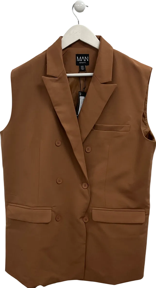 boohooMan Brown Relaxed Fit Sleeveless Suit Jacket UK 38" CHEST