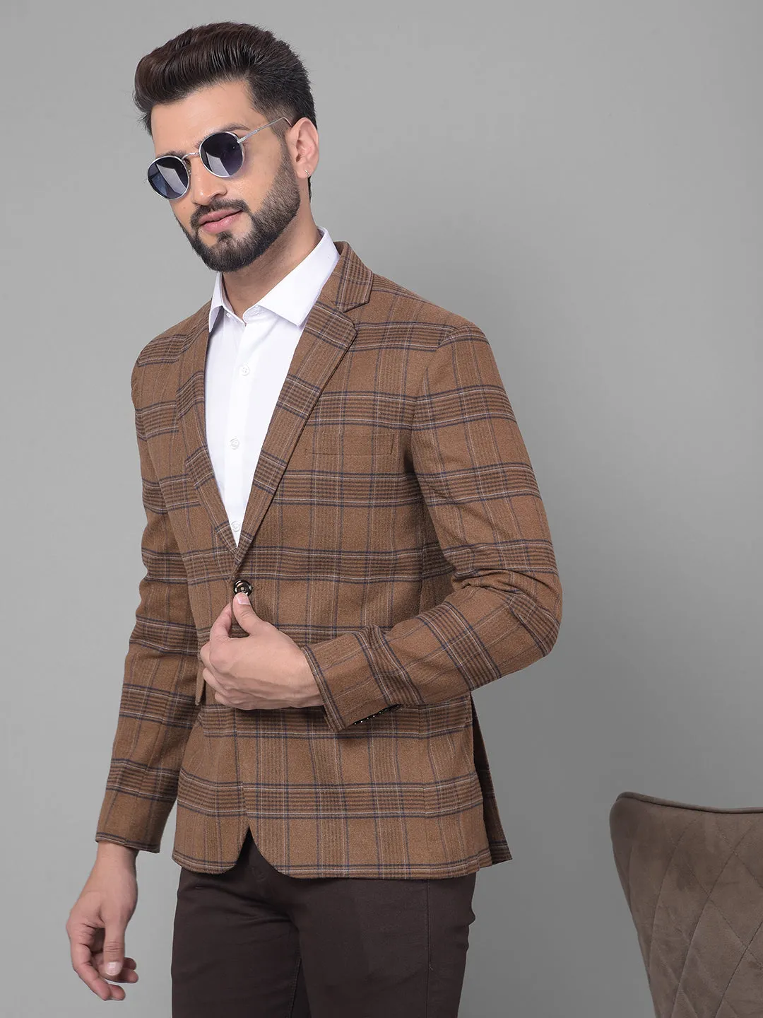 Brown Checked Blazer