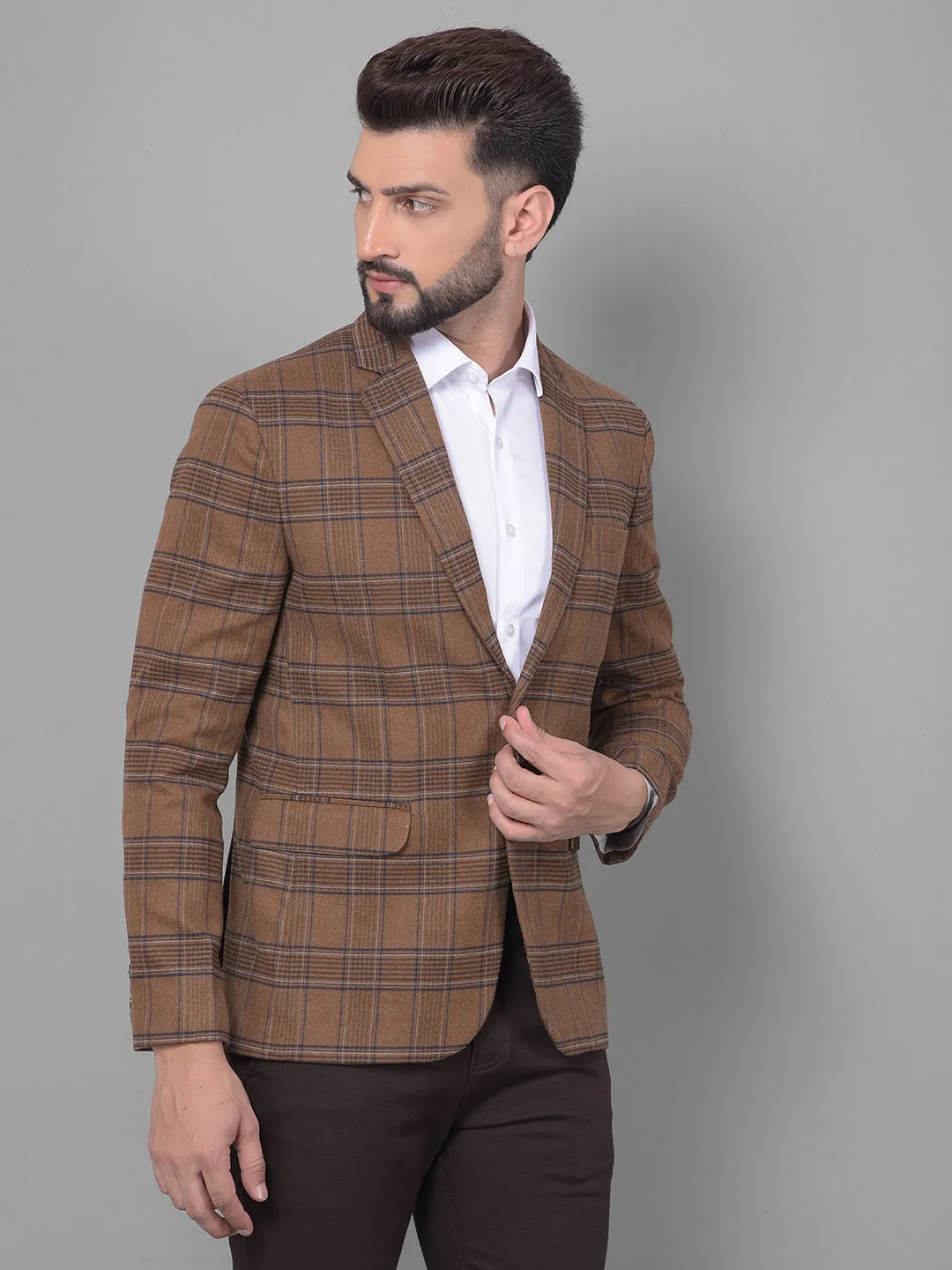 Brown Checked Blazer