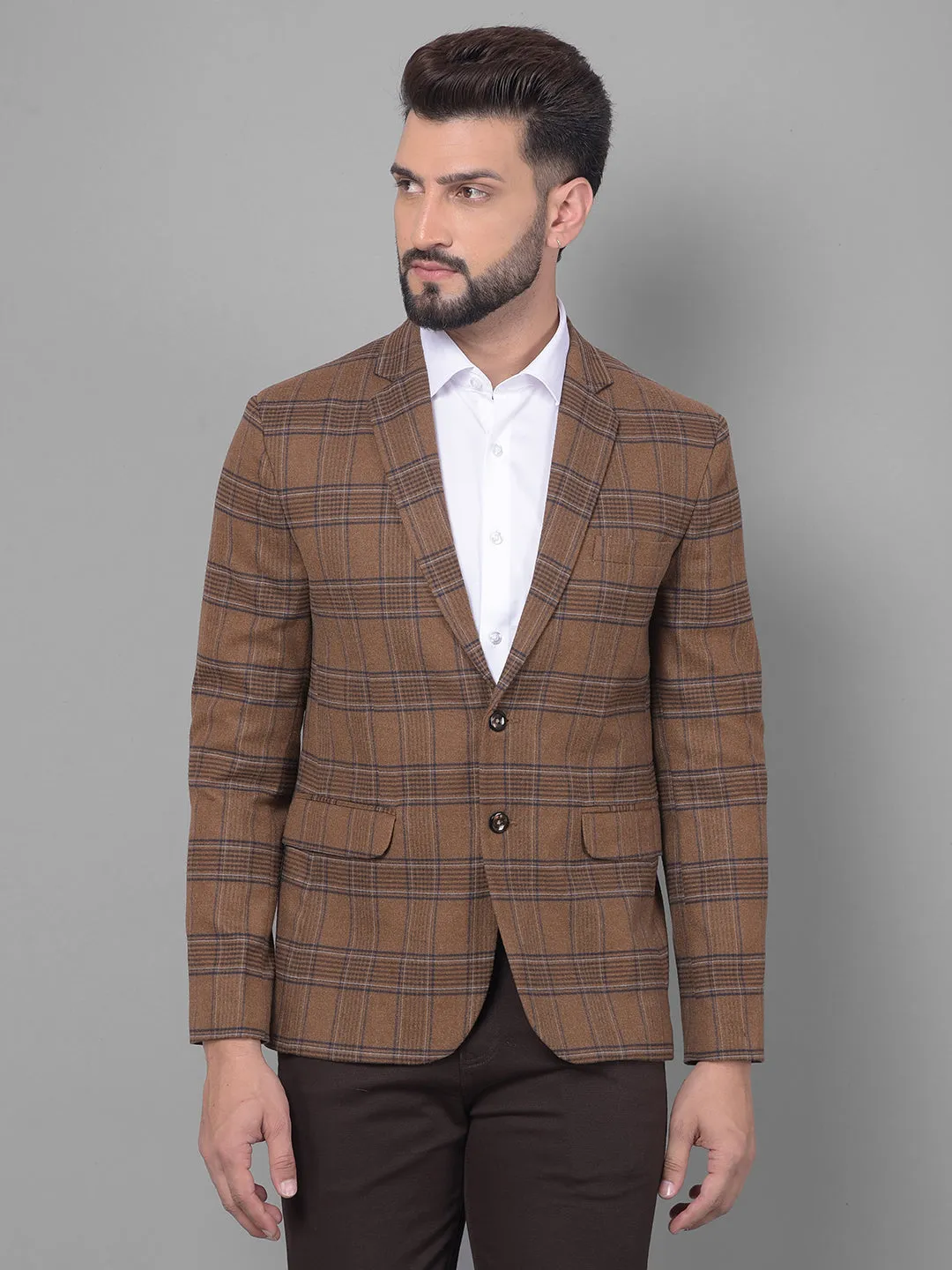 Brown Checked Blazer