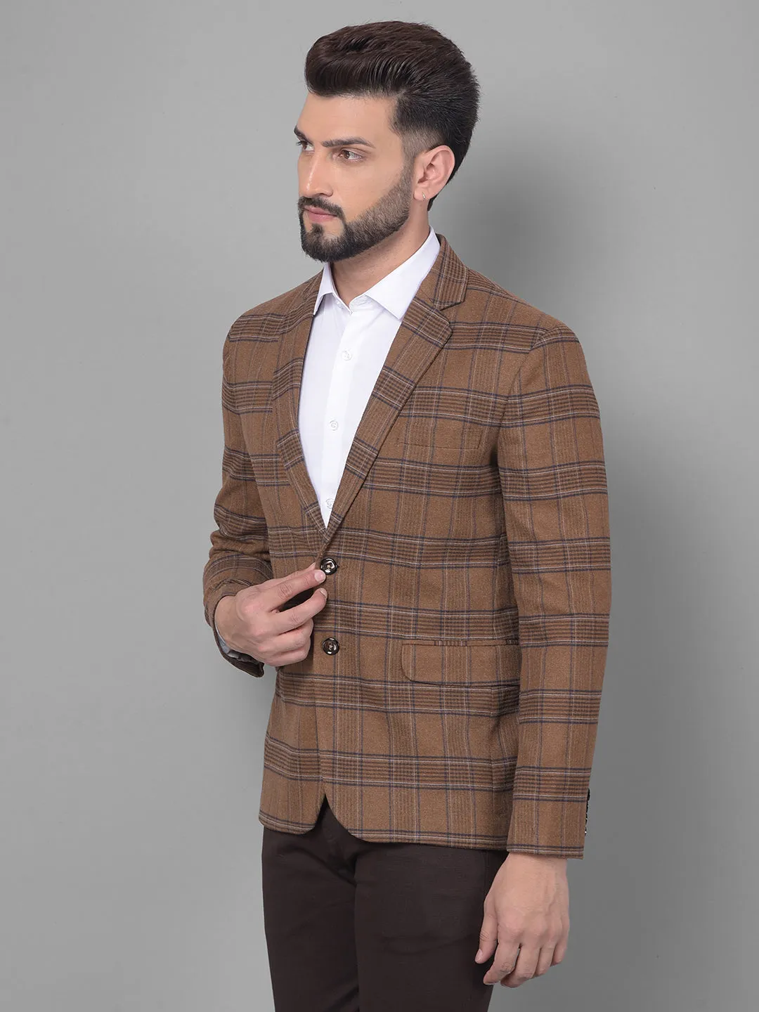 Brown Checked Blazer