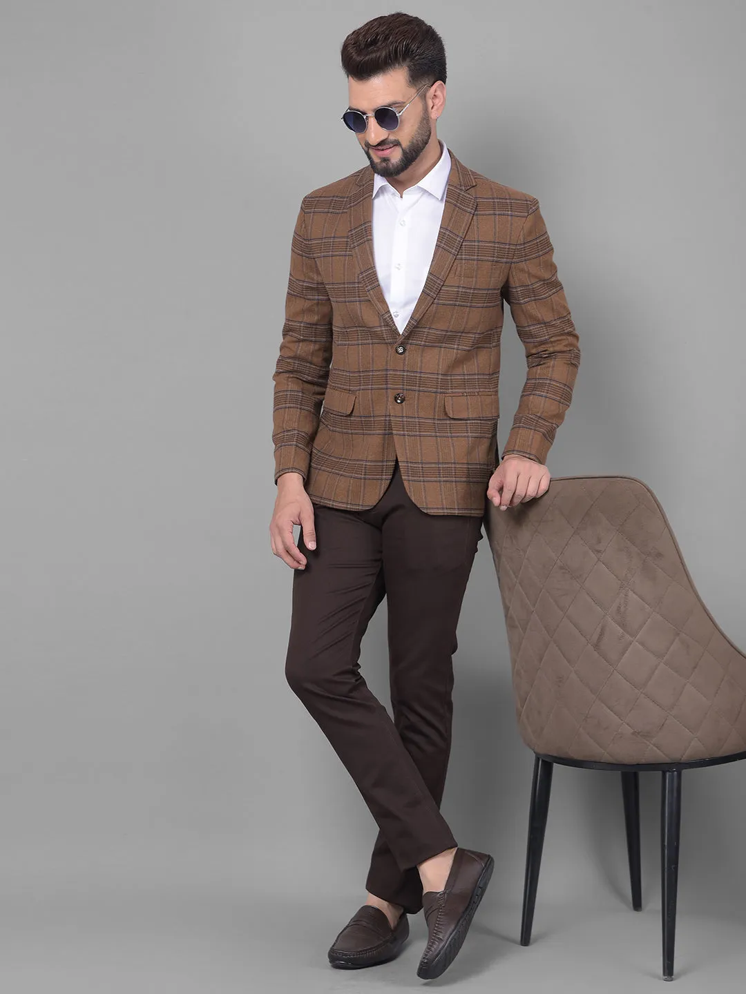 Brown Checked Blazer