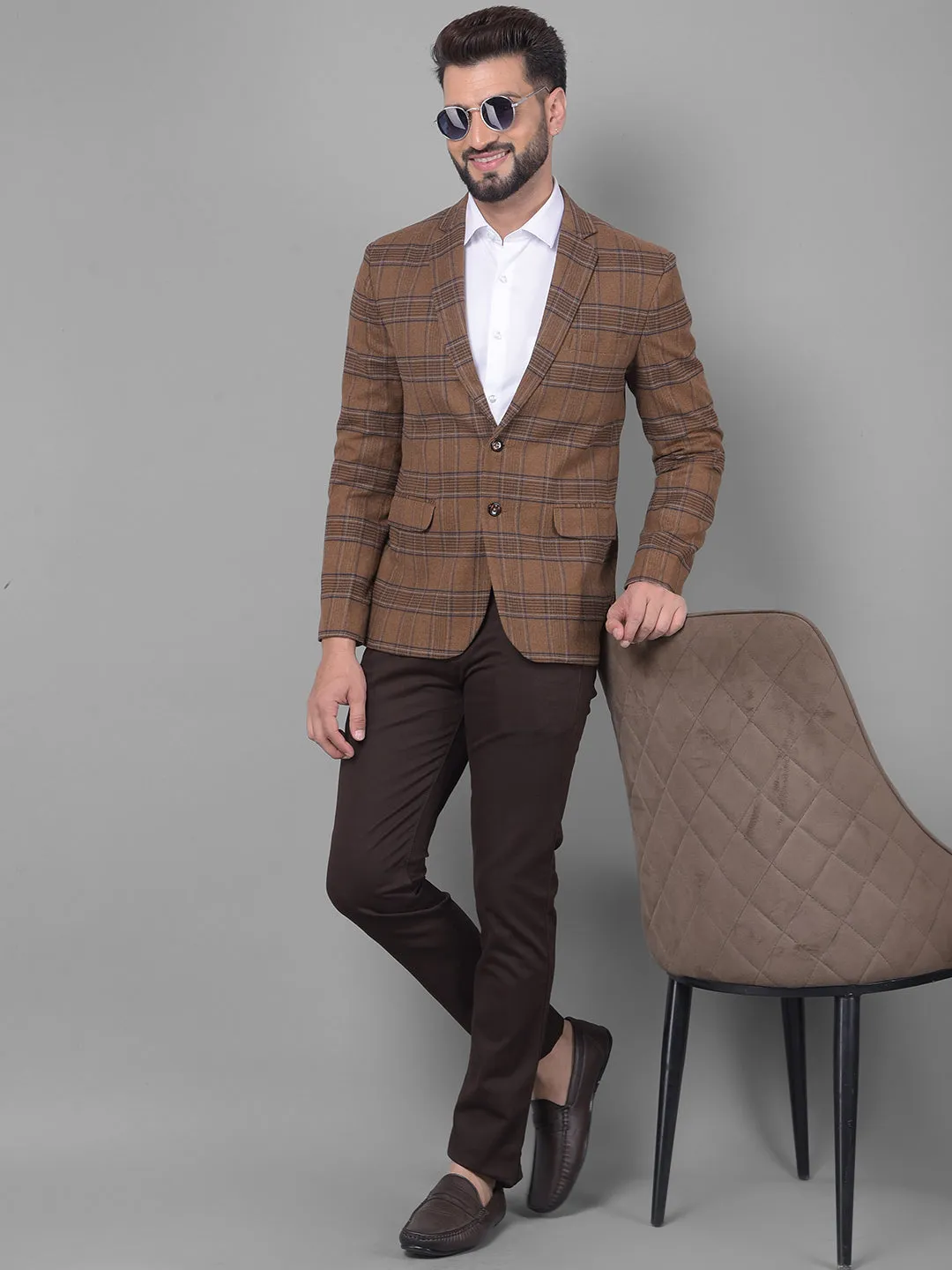 Brown Checked Blazer