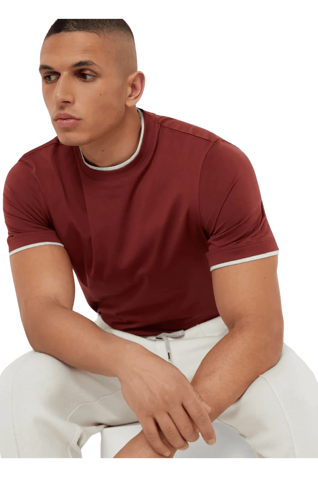 Brunello Cucinelli Men's Cotton Jersey Crew Neck T-shirt With Faux-layering