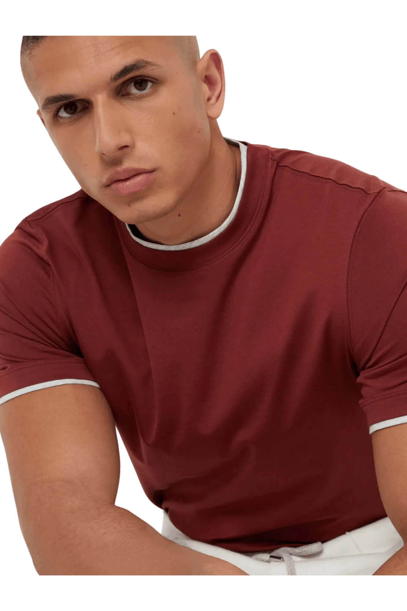 Brunello Cucinelli Men's Cotton Jersey Crew Neck T-shirt With Faux-layering
