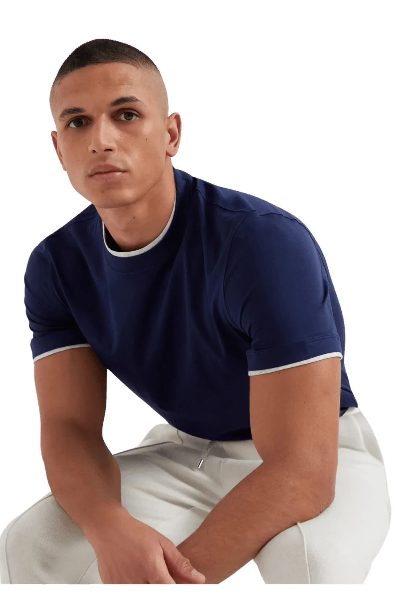 Brunello Cucinelli Men's Cotton Jersey Crew Neck T-shirt With Faux-layering