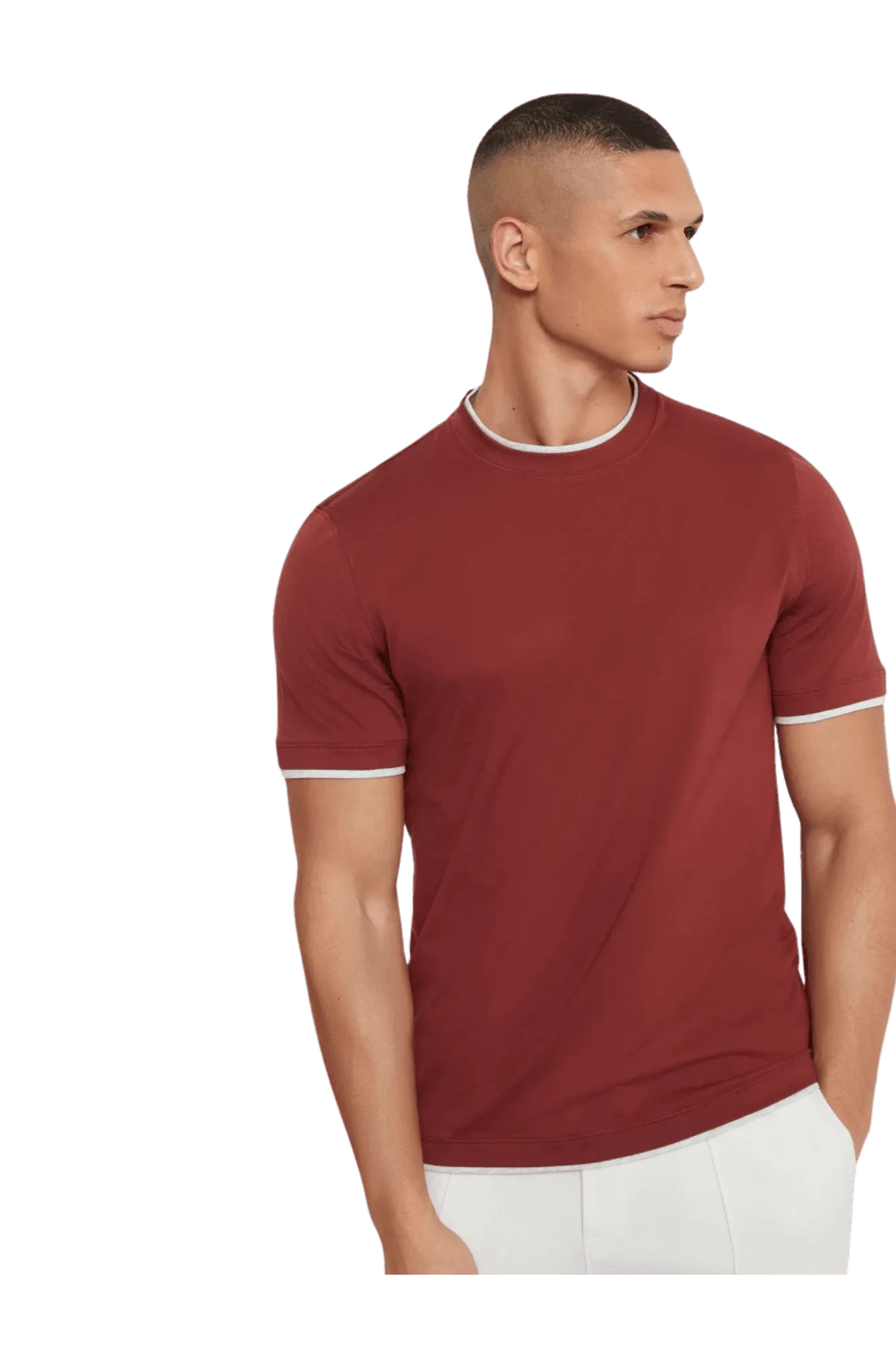 Brunello Cucinelli Men's Cotton Jersey Crew Neck T-shirt With Faux-layering