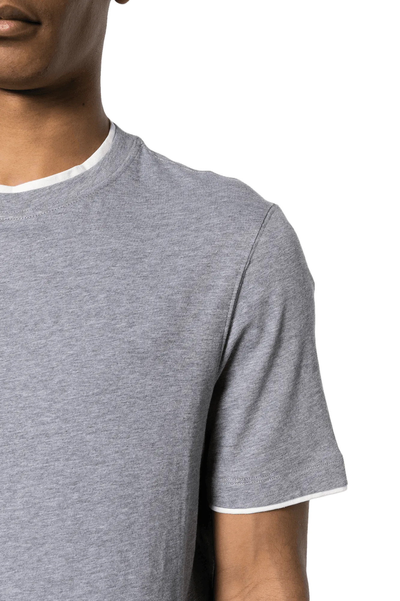 Brunello Cucinelli Men's Cotton Jersey Crew Neck T-shirt With Faux-layering