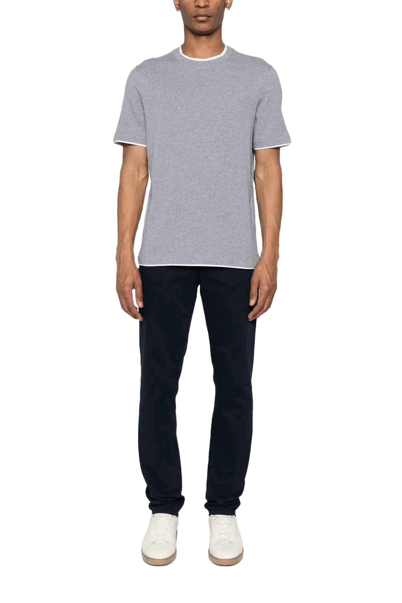 Brunello Cucinelli Men's Cotton Jersey Crew Neck T-shirt With Faux-layering