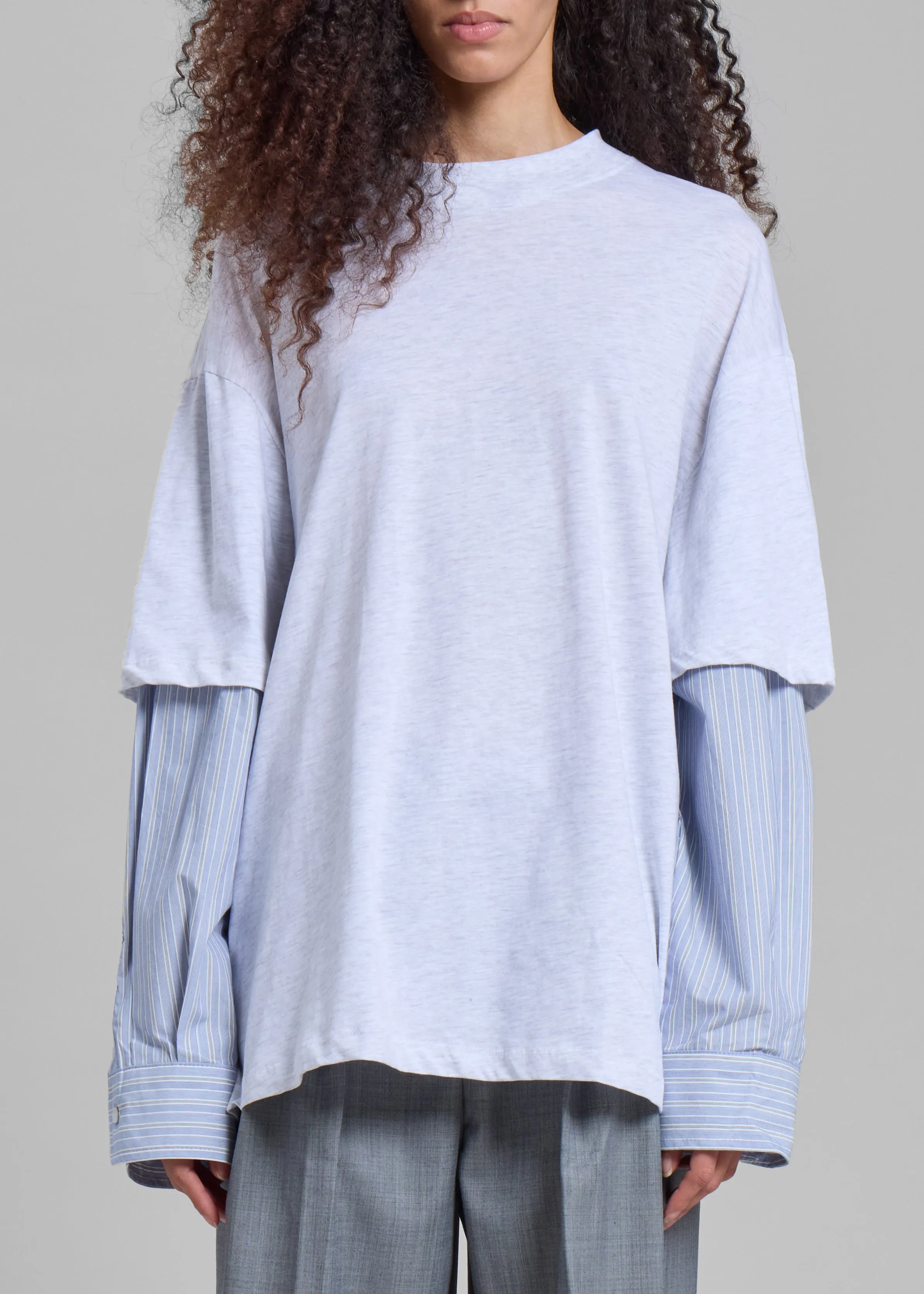 Bryton Layered Tee - Light Grey/Blue
