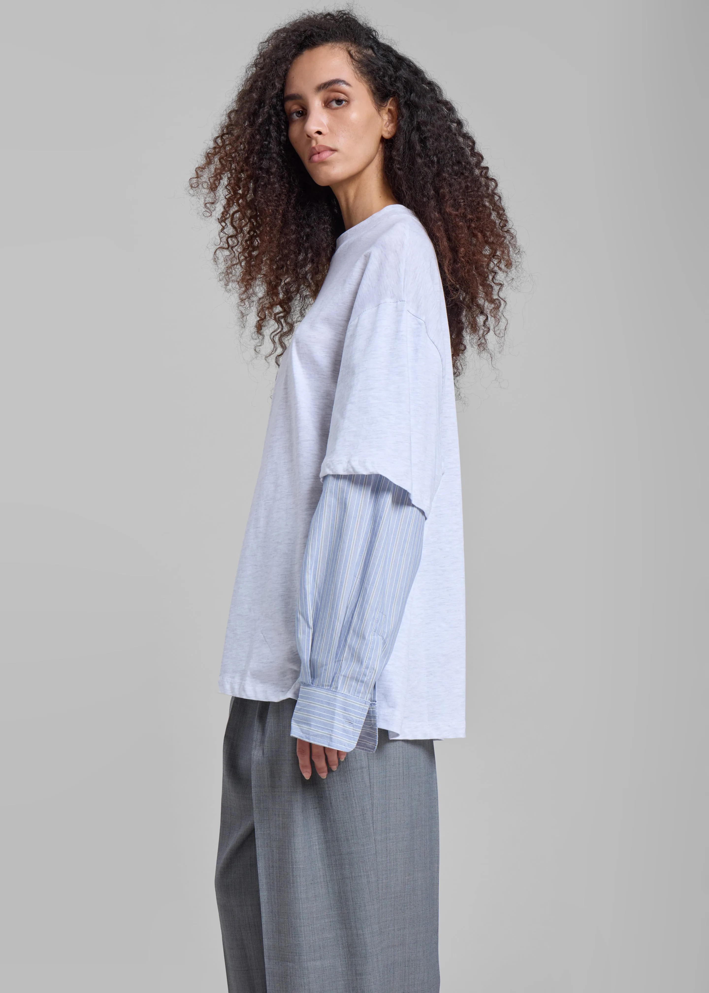 Bryton Layered Tee - Light Grey/Blue