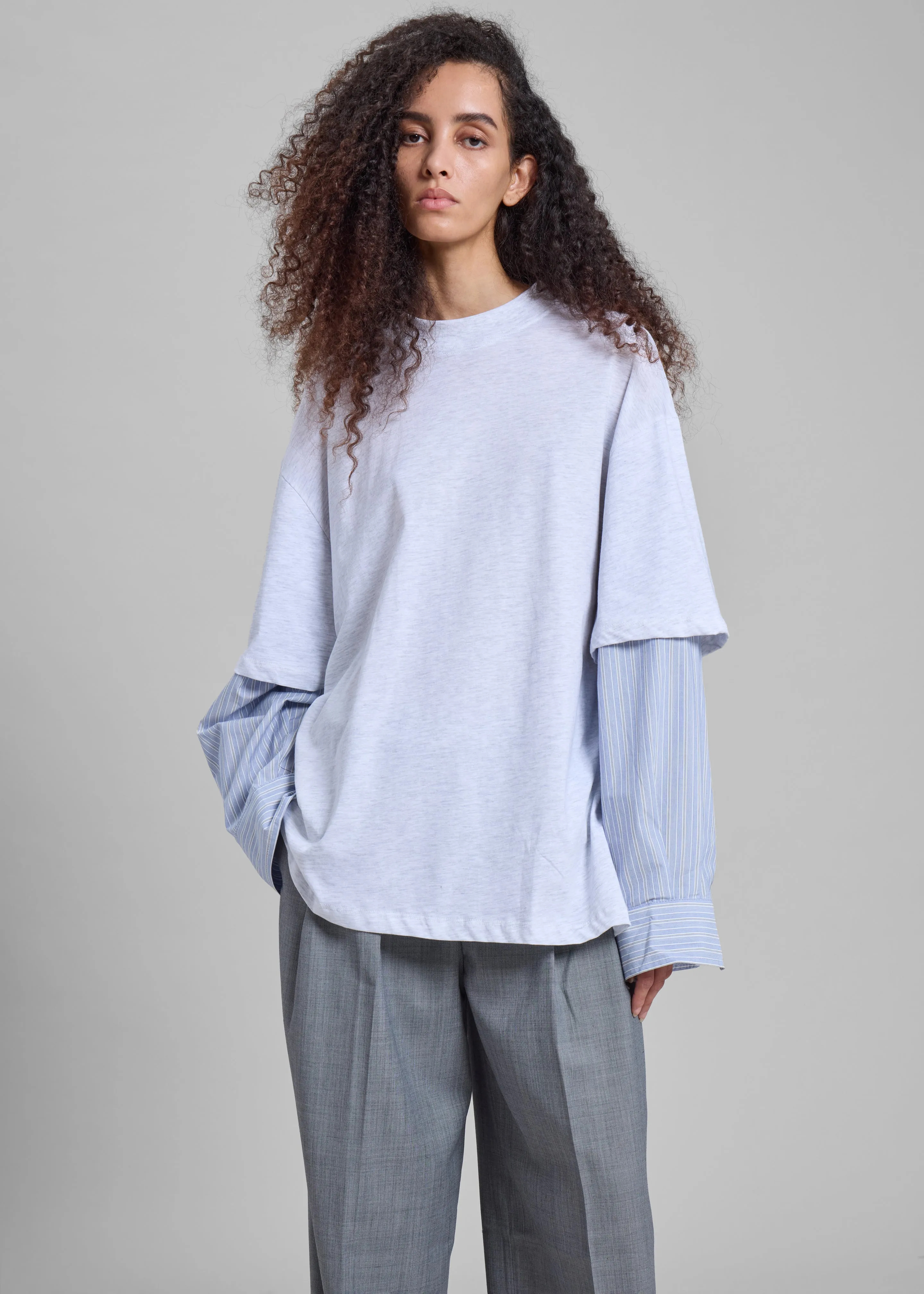 Bryton Layered Tee - Light Grey/Blue