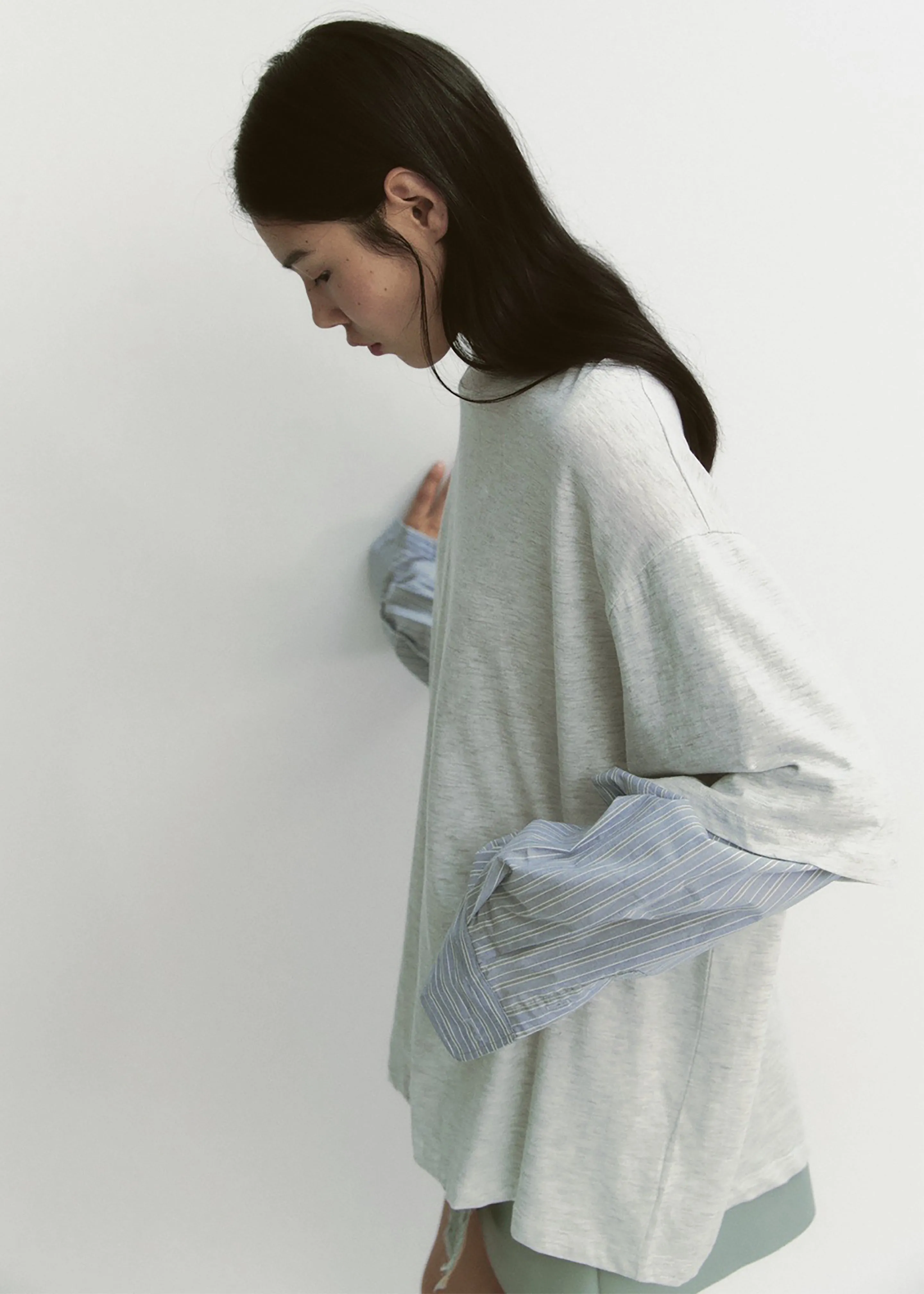 Bryton Layered Tee - Light Grey/Blue