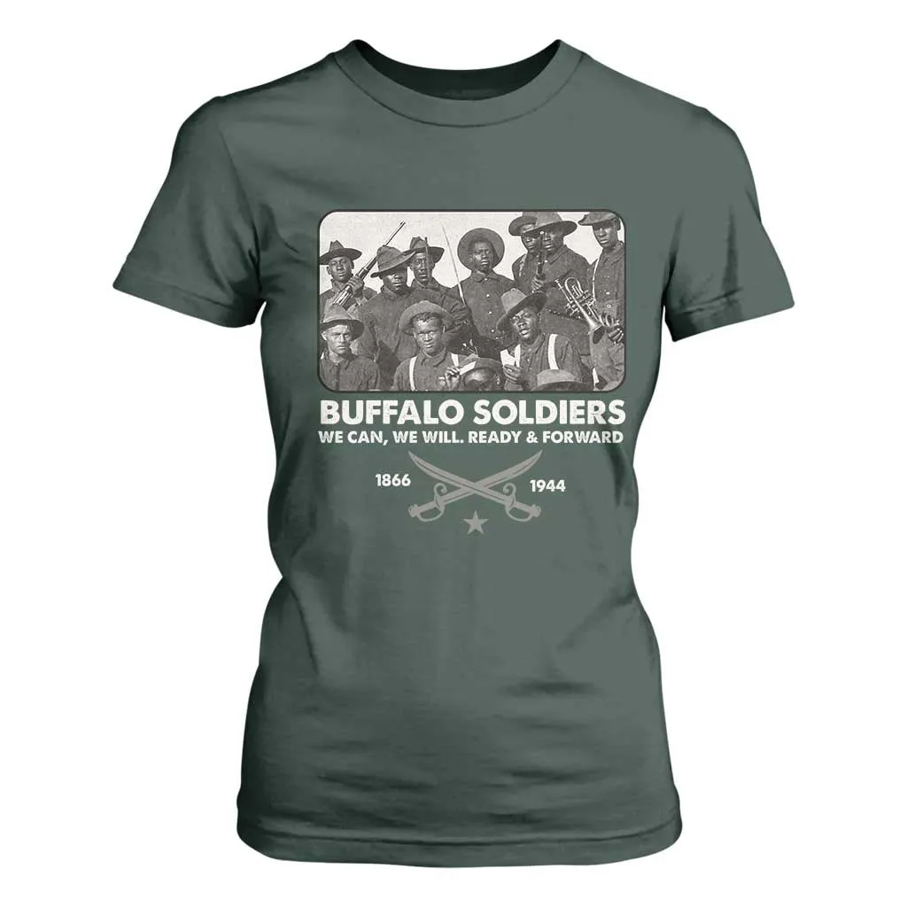 Buffalo Soldiers T Shirt For Women We Can We Will Ready Forward Black History TS09