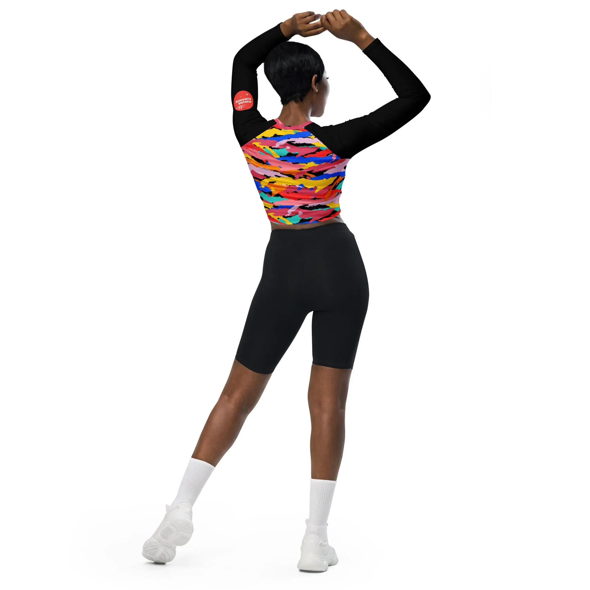 Camo-Flash Recycled long-sleeve crop top