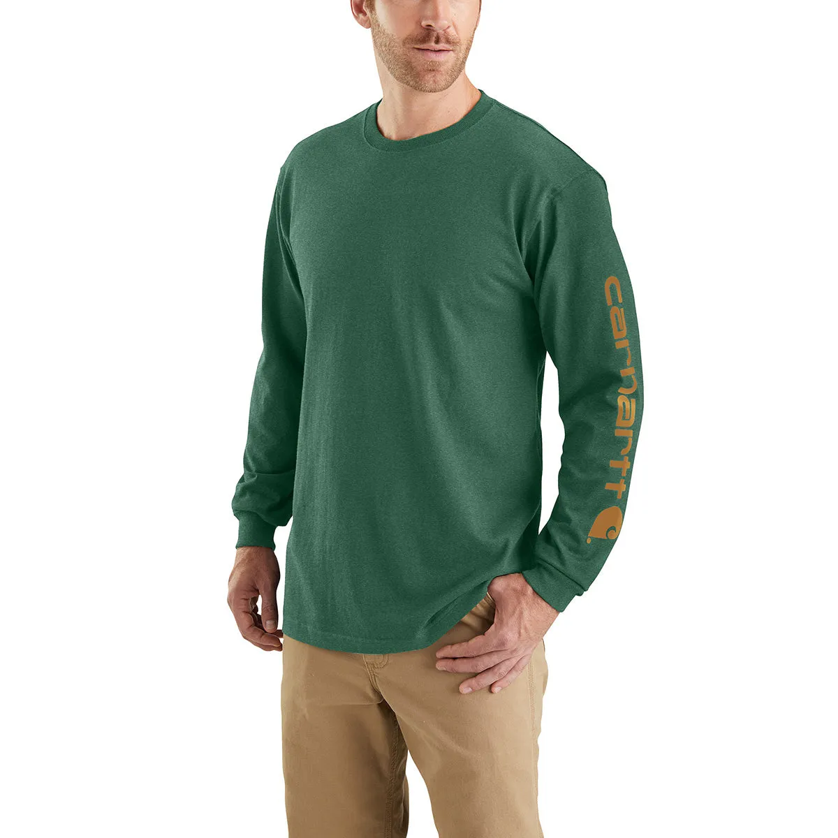 Carhartt K231-SNSLF24 Men's Loose Fit Heavyweight LS Logo Sleeve Graphic T-Shirt